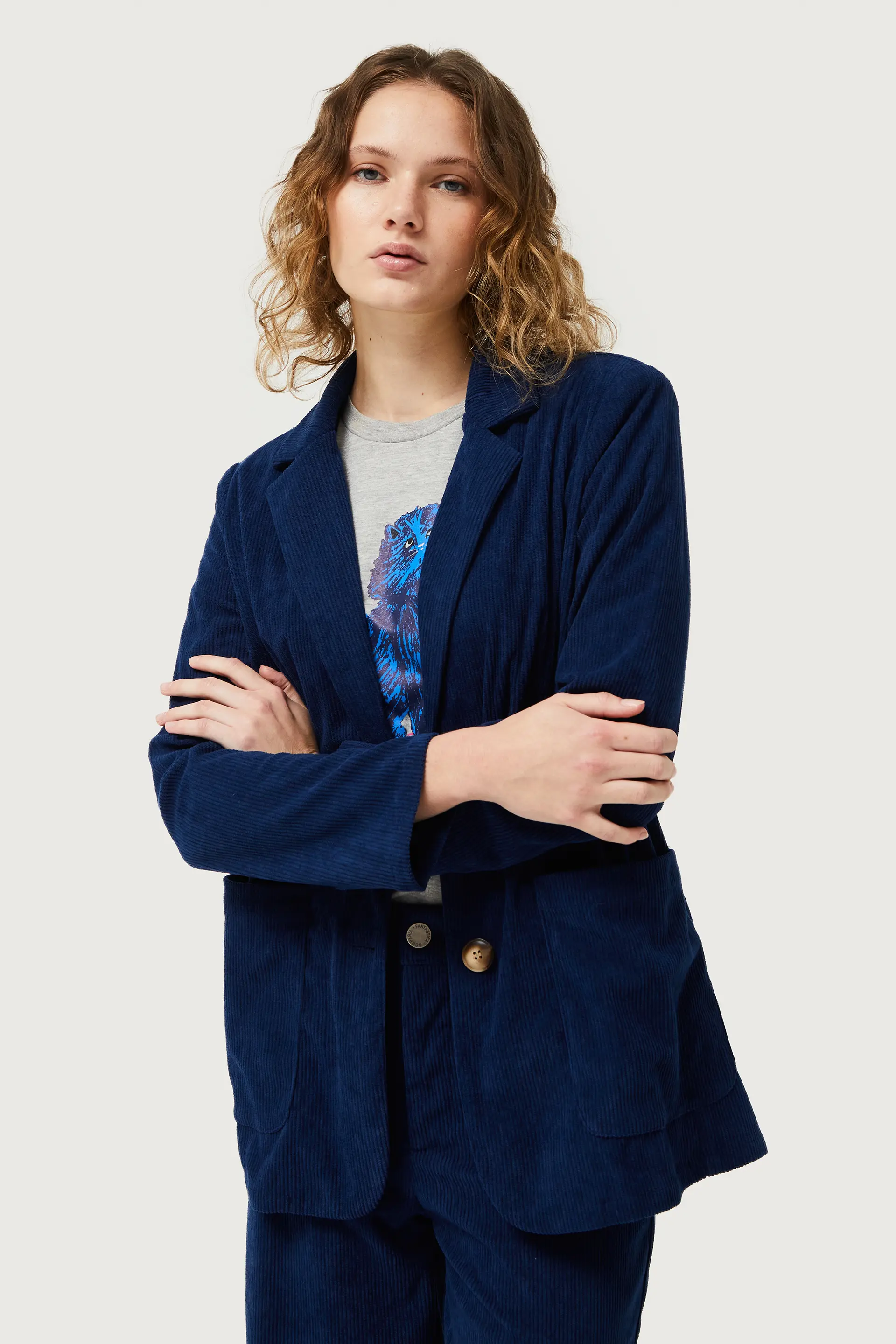 Blazer de pana azul marino - Image 3