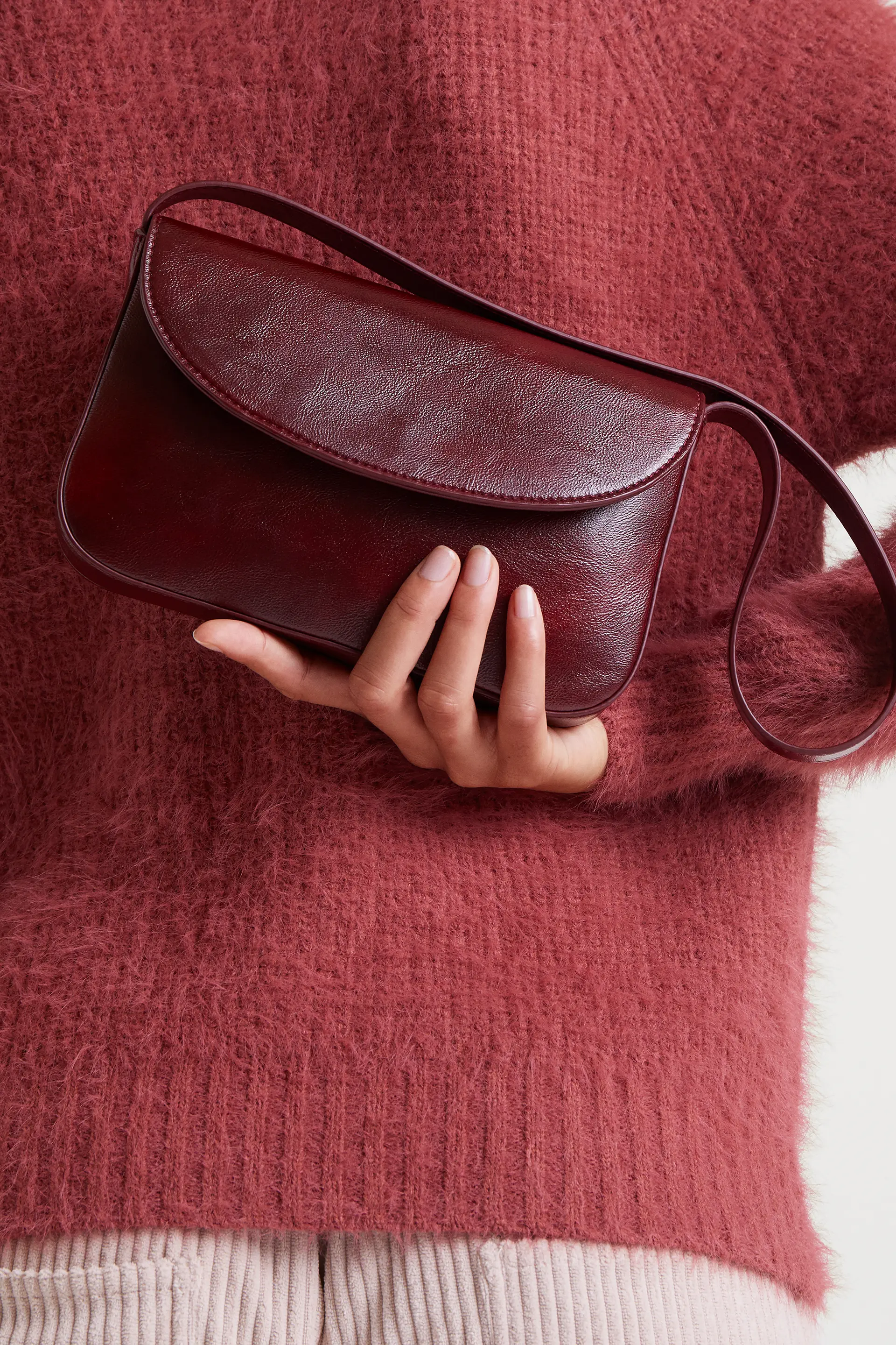 Bolso de hombro cuero sintético Burgundy