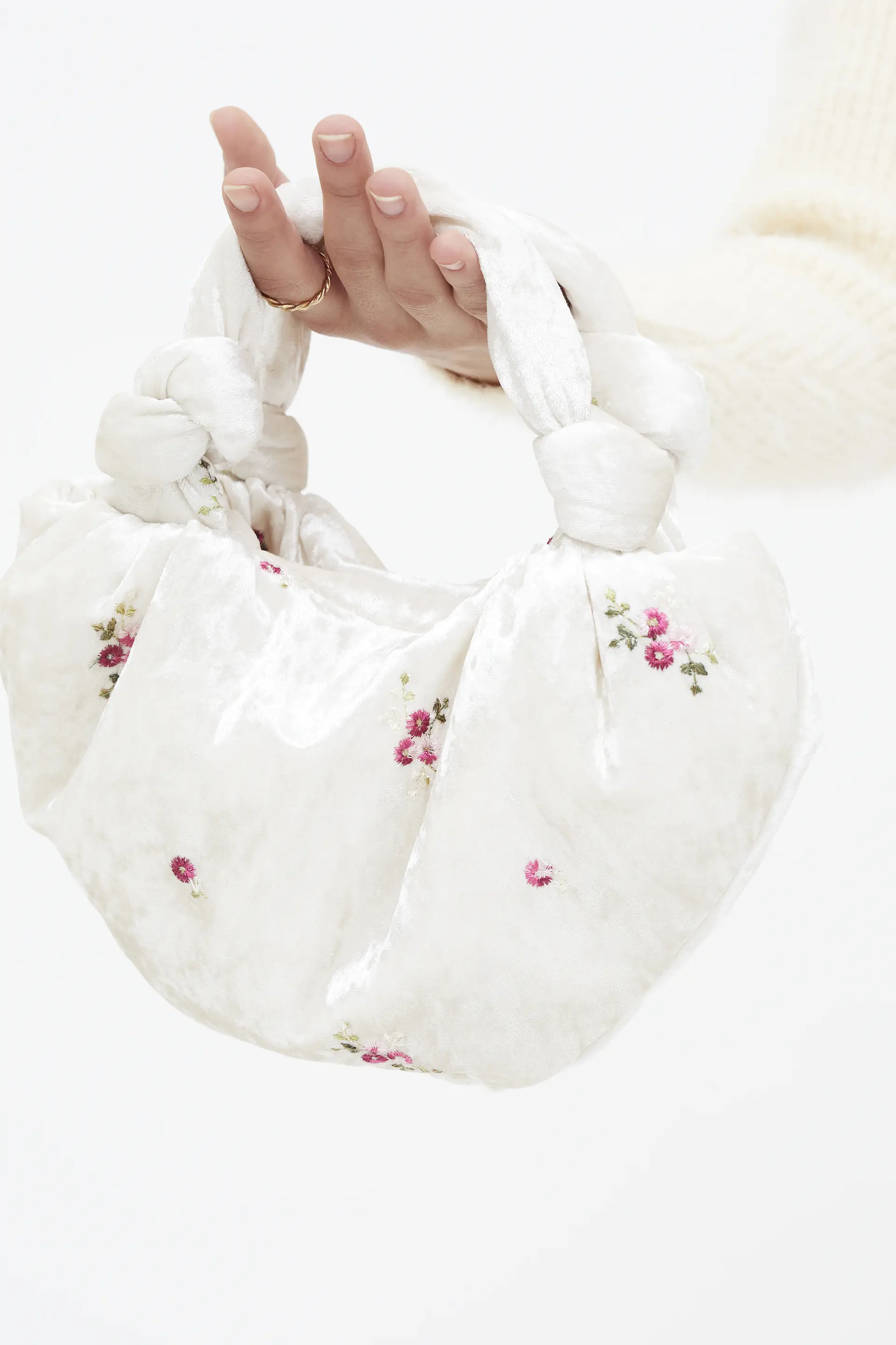 Bolso de mano terciopelo con bordado floral - Image 3