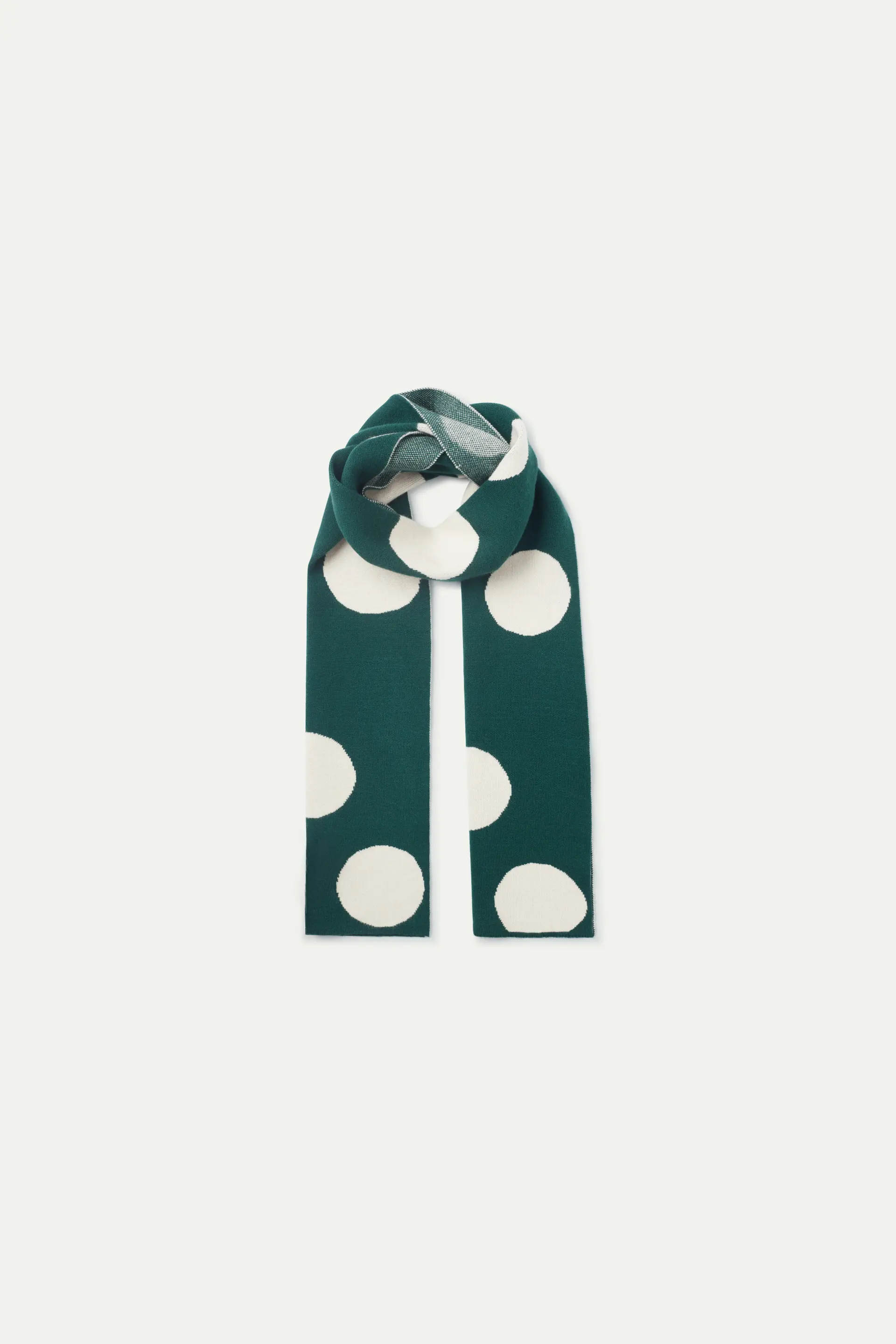 Bufanda de niña de punto jacquard estampado de lunares blancos - Image 2