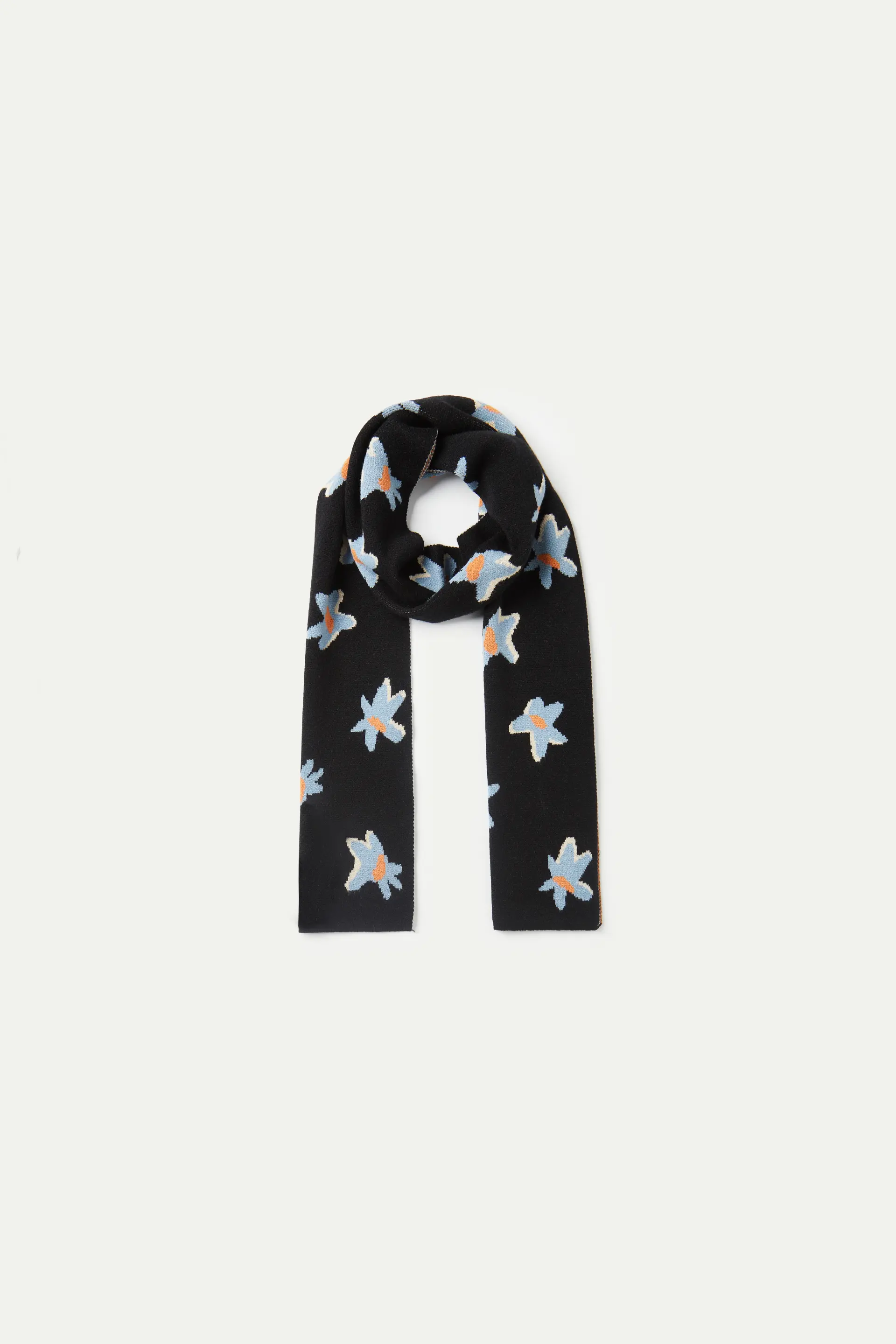 Bufanda de niña estampado floral Calatea negro