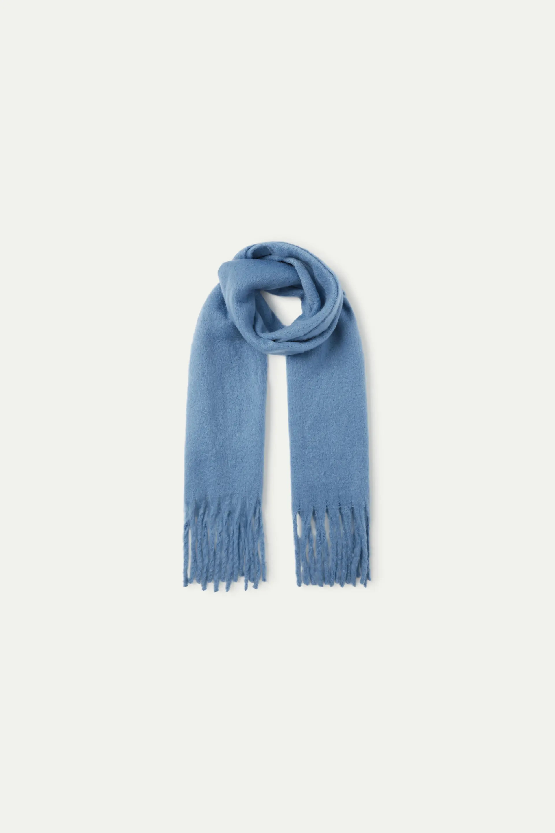 Bufanda larga con flecos azul