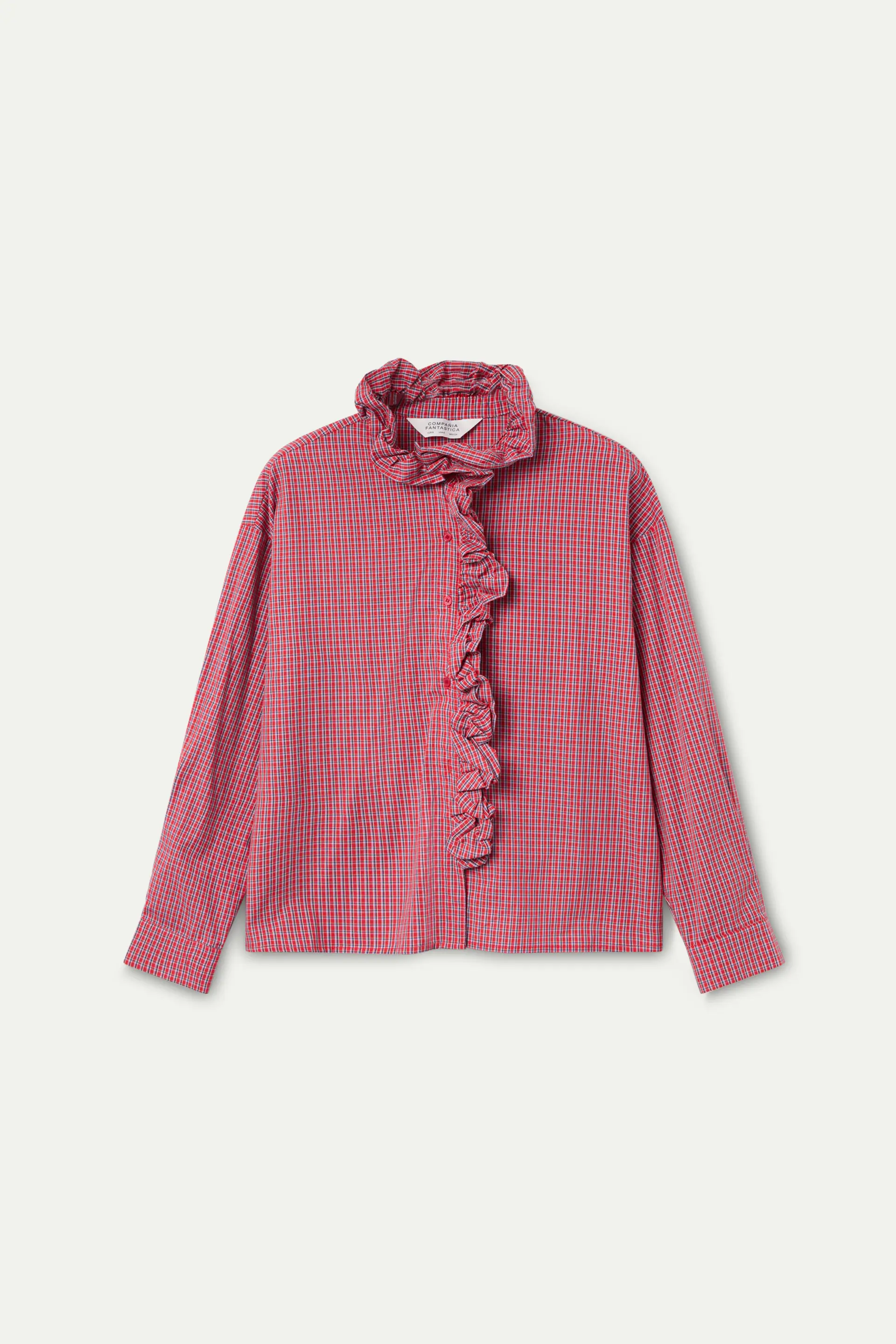 Camisa 100% algodón estampado cuadro vichy rojo - Image 2