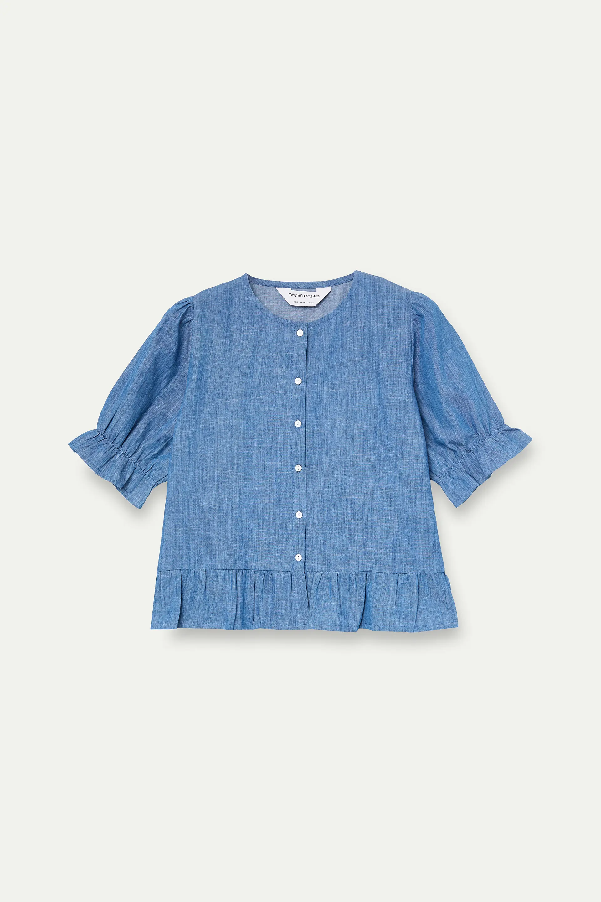 Camisa 100% algodón chambray azul claro. - Image 2