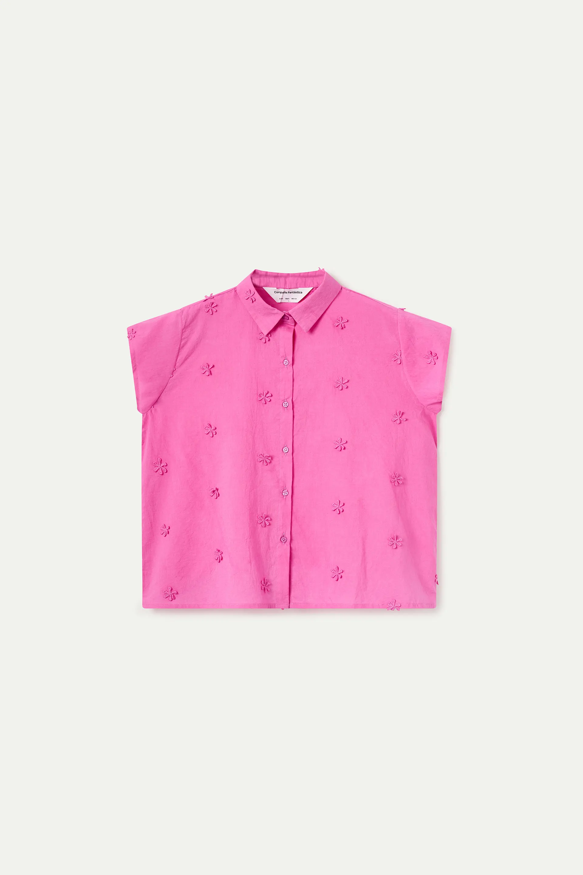 Camisa 100% algodón rosa  con bordado floral - Image 2