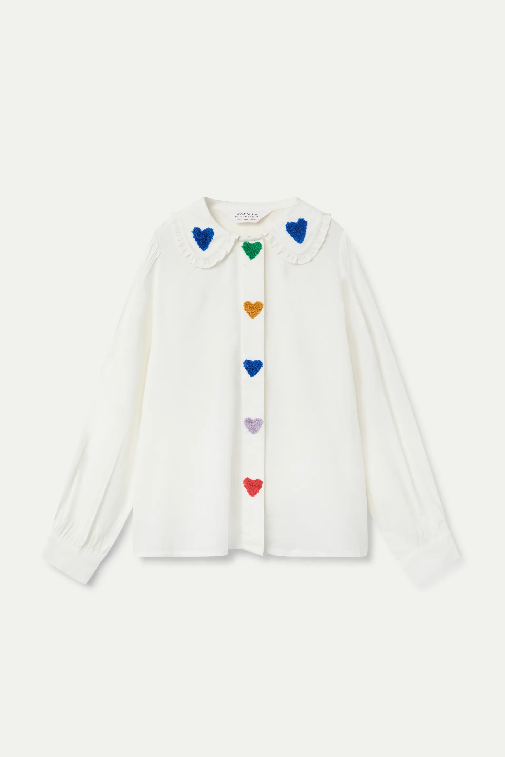 Camisa blanca con bordado de corazones - Image 2