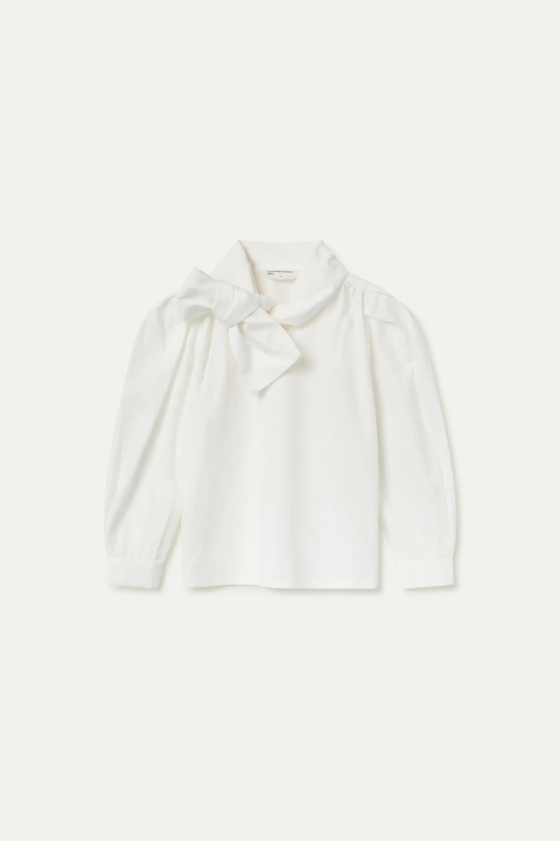 Camisa blanco de algodón con lazo al cuello - Image 4