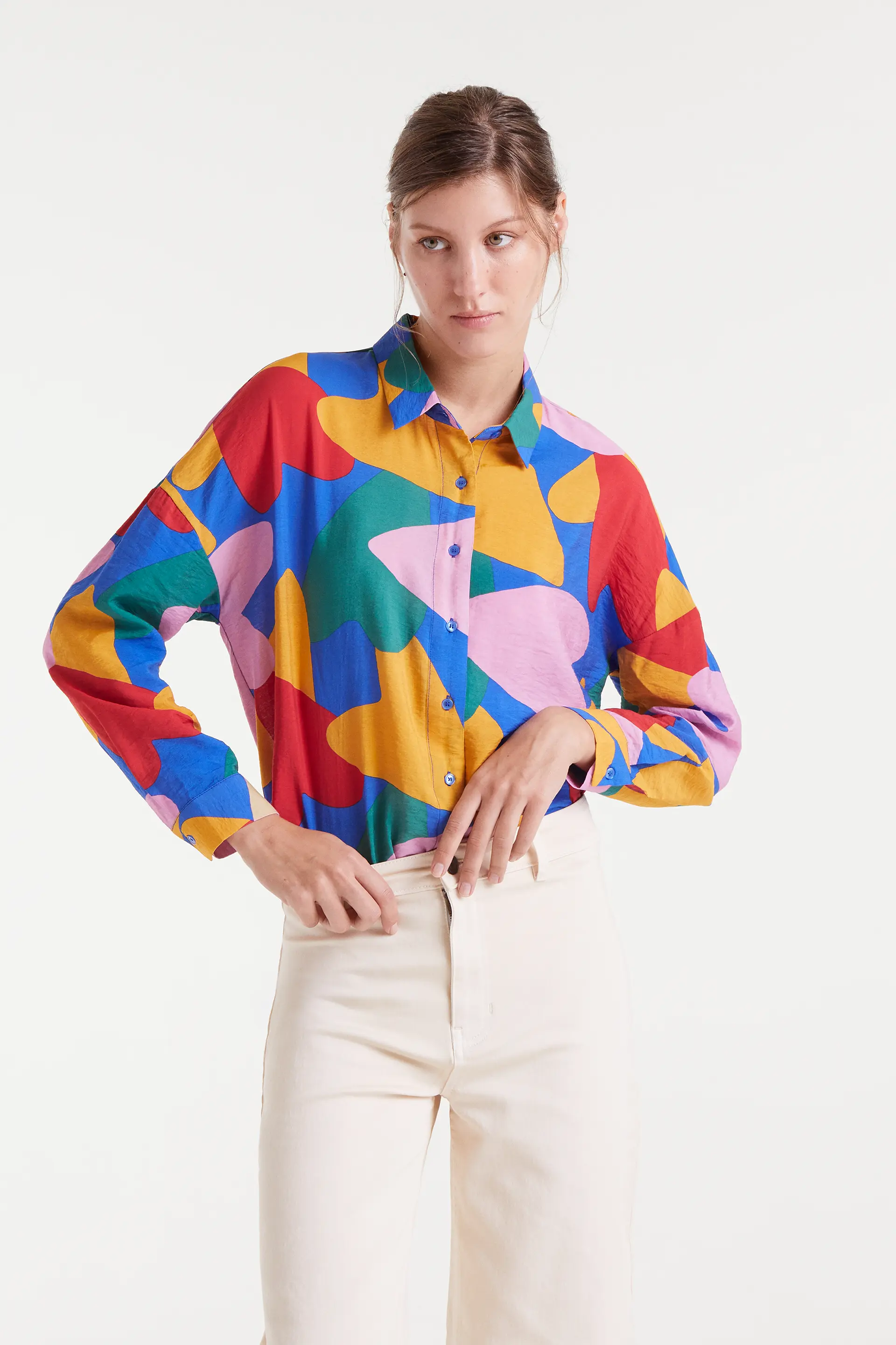 Camisa crepé ligero con estampado Cupido