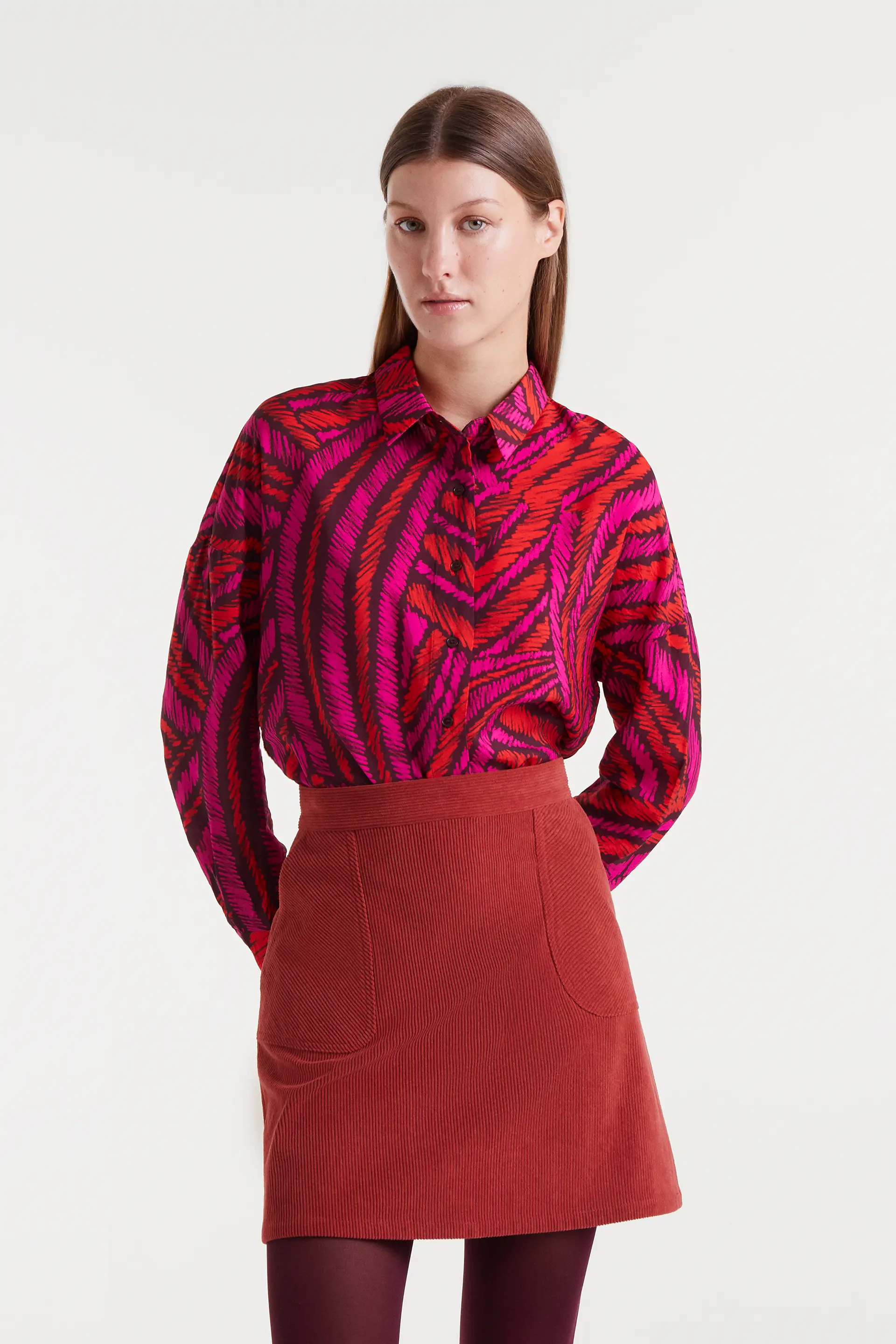Camisa crepé ligero con estampado Fedora