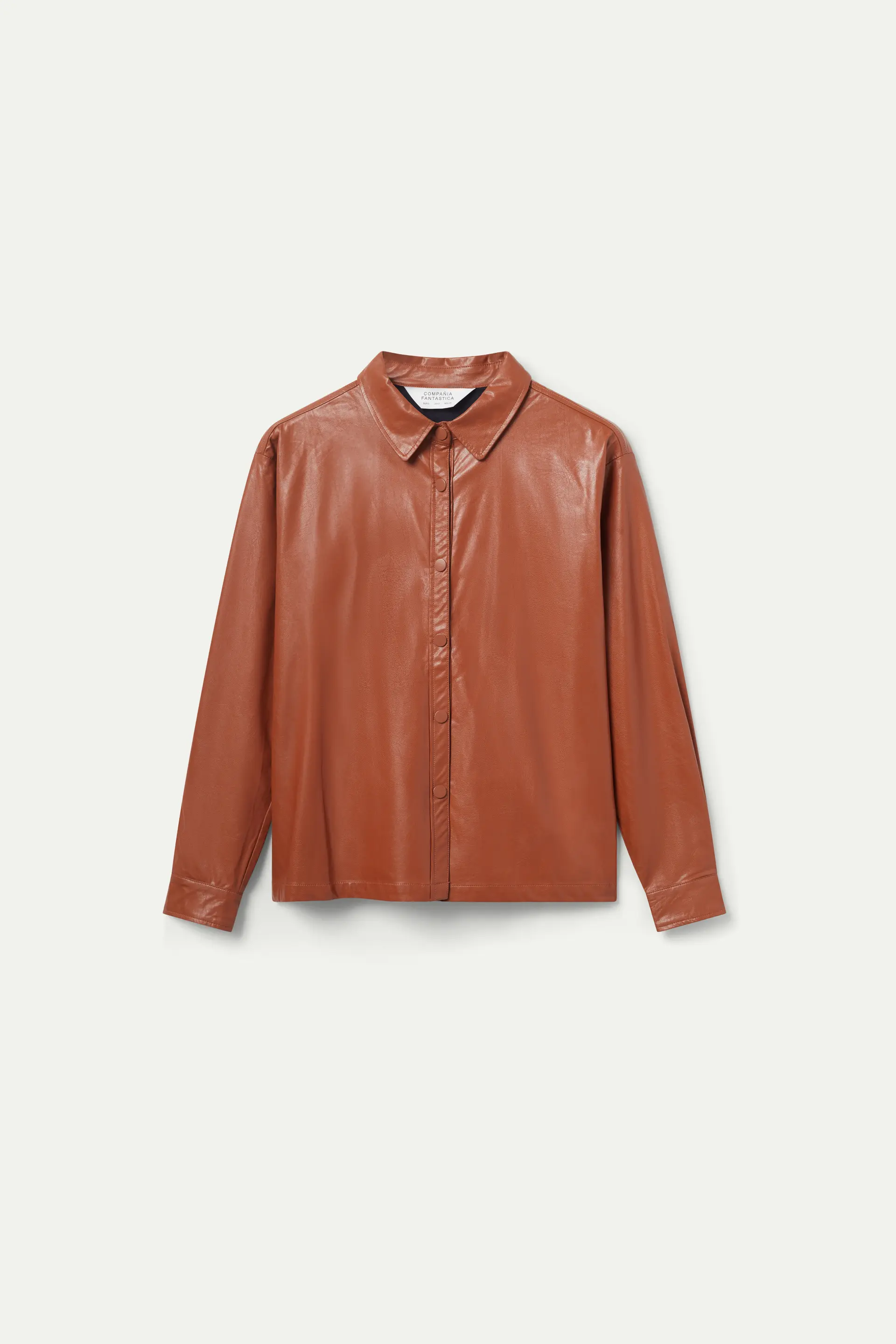 Camisa de cuero sintético marrón