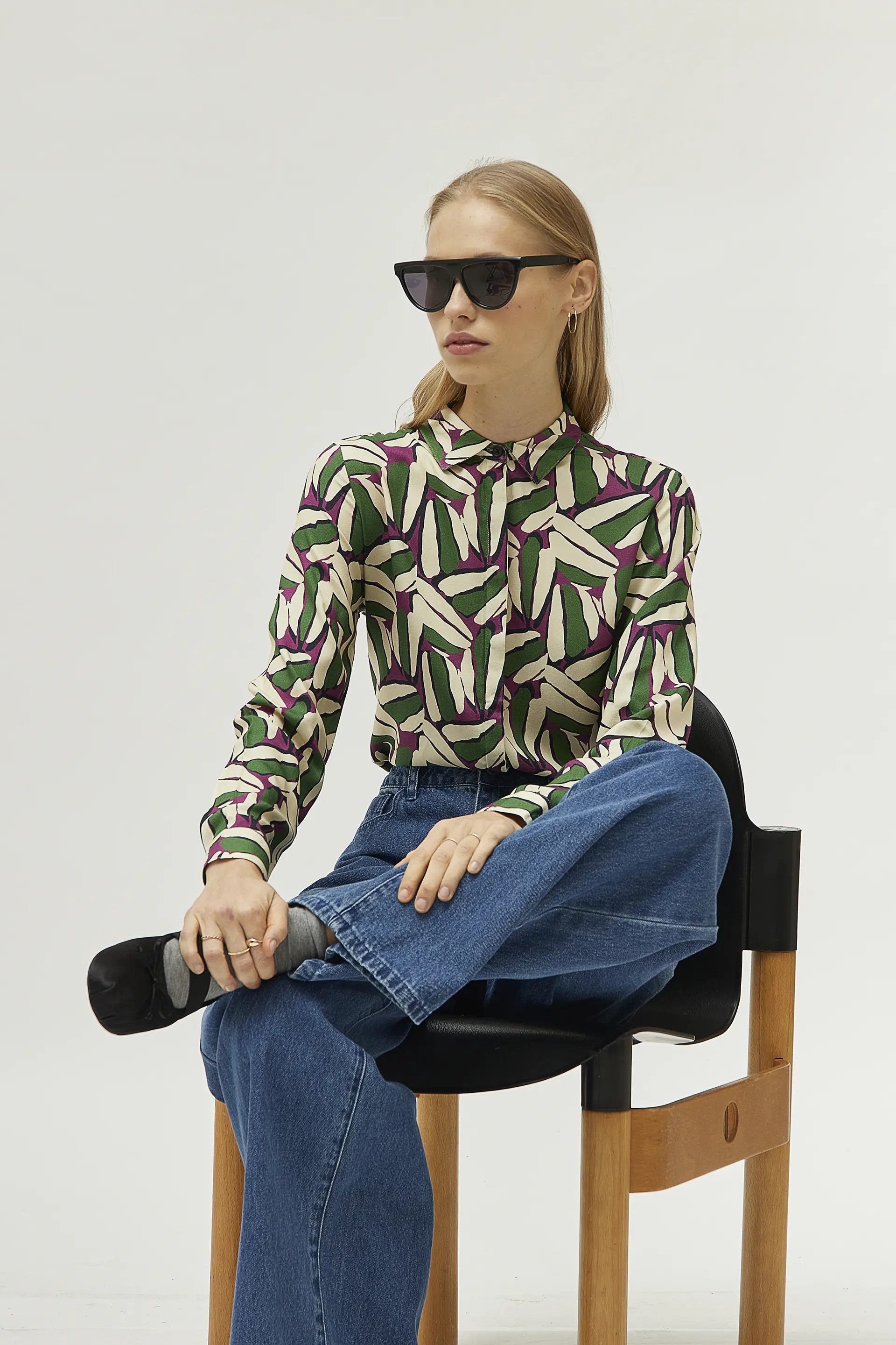 Camisa estampado geométrico verde - Image 4