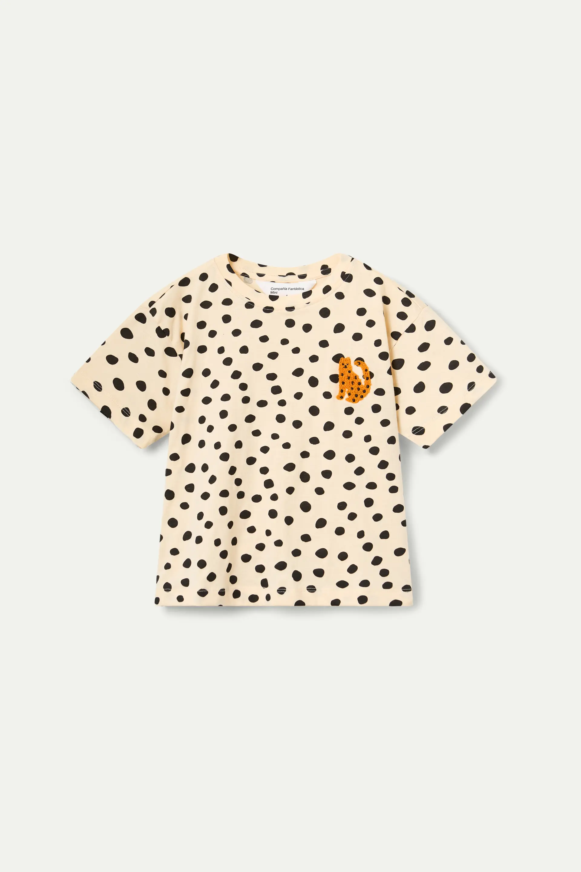 Camiseta de niña con estampado de lunares negros y leopardo - Image 2
