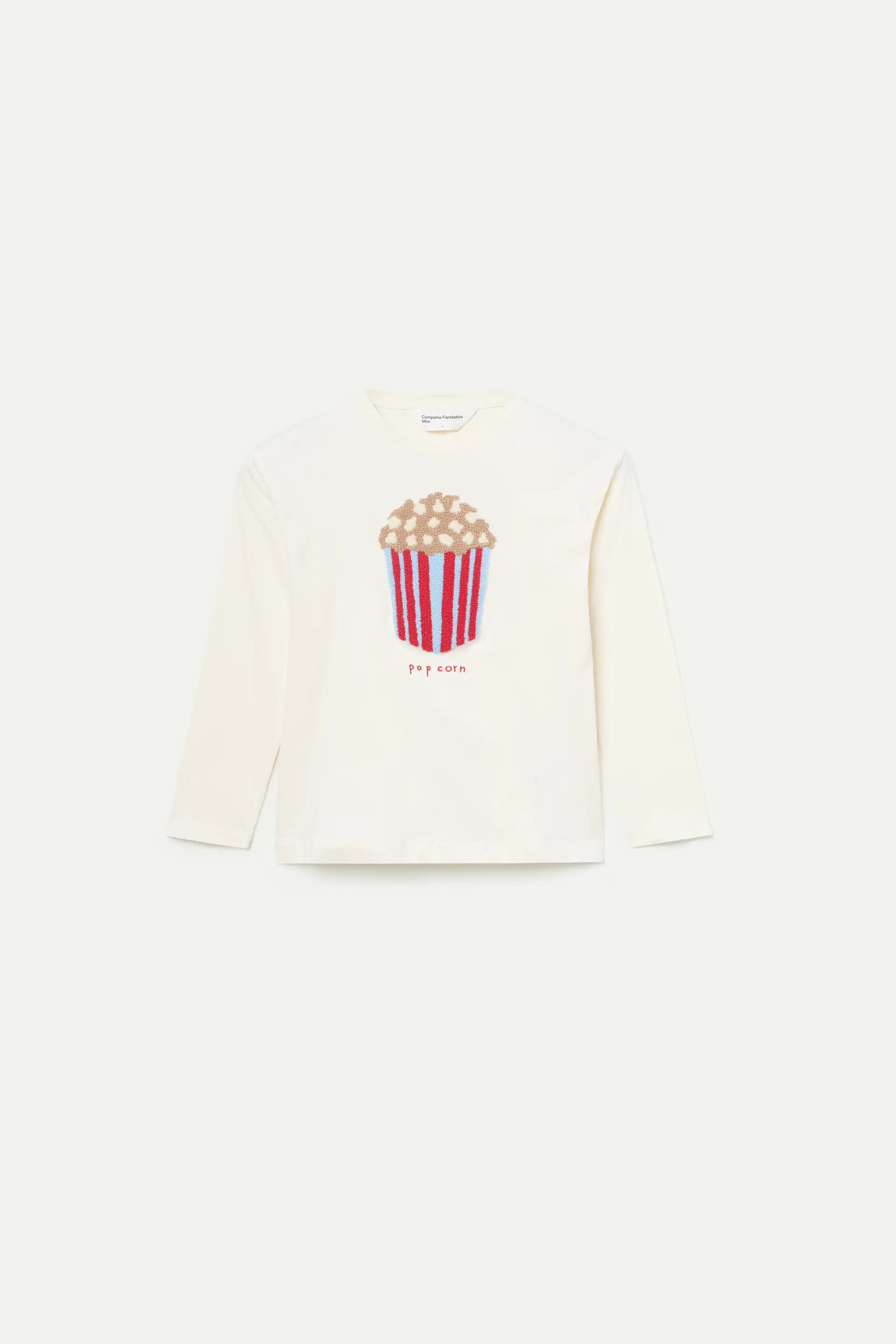 Camiseta de niña con print de palomitas blanco crema - Image 2