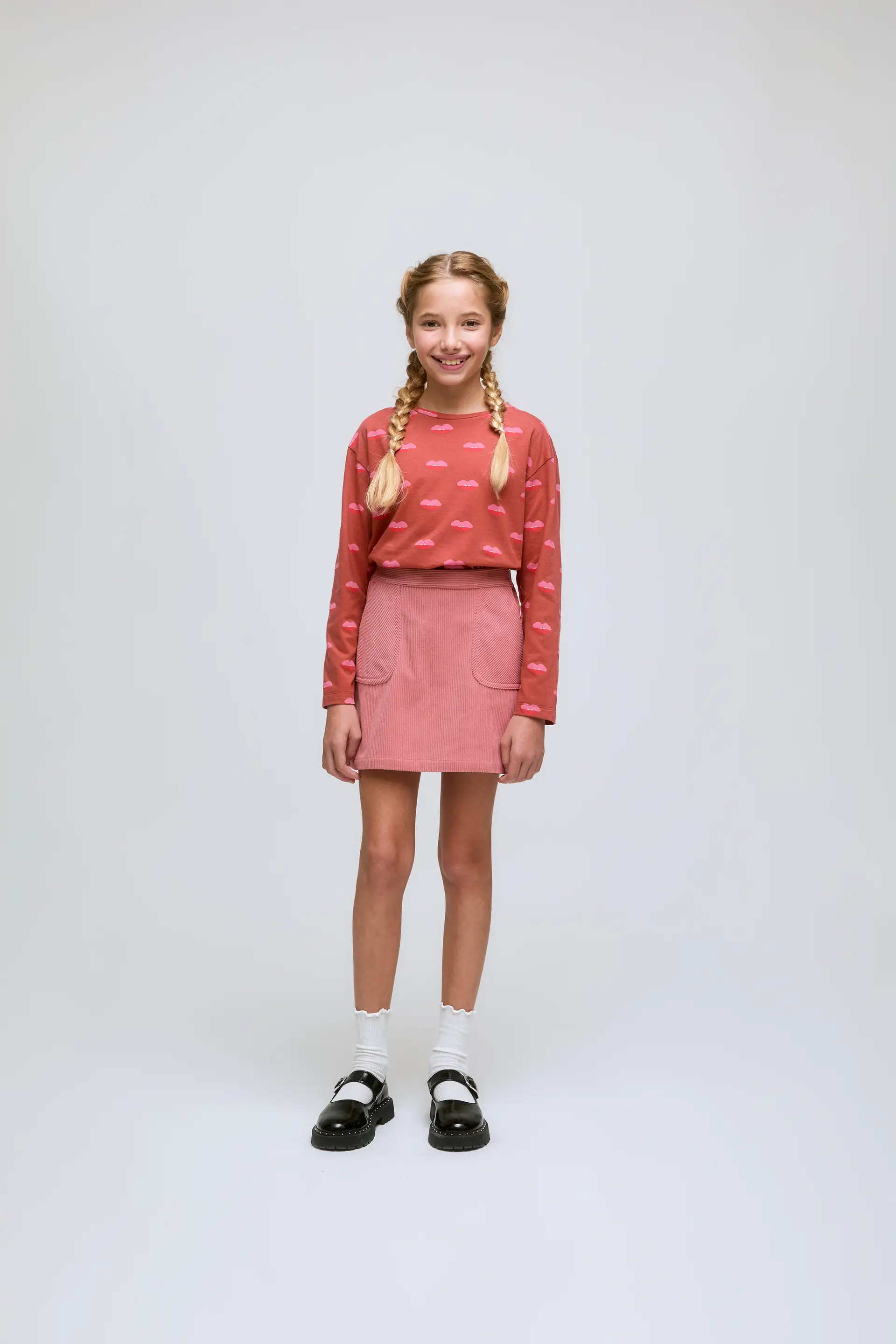 Camiseta de niña de manga larga con estampado Lips