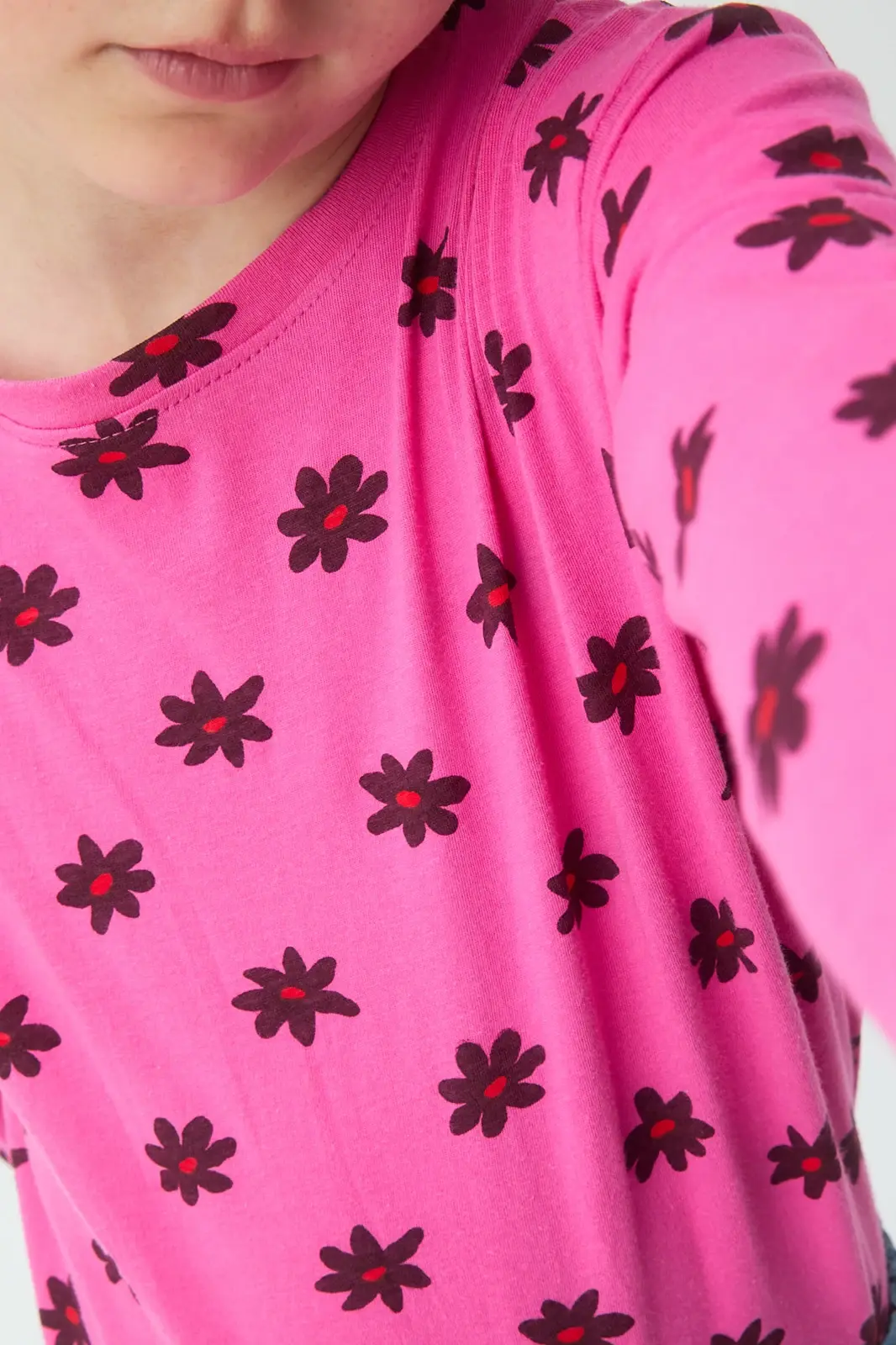 Camiseta de niña rosa de manga corta con estampado Daisy - Image 3