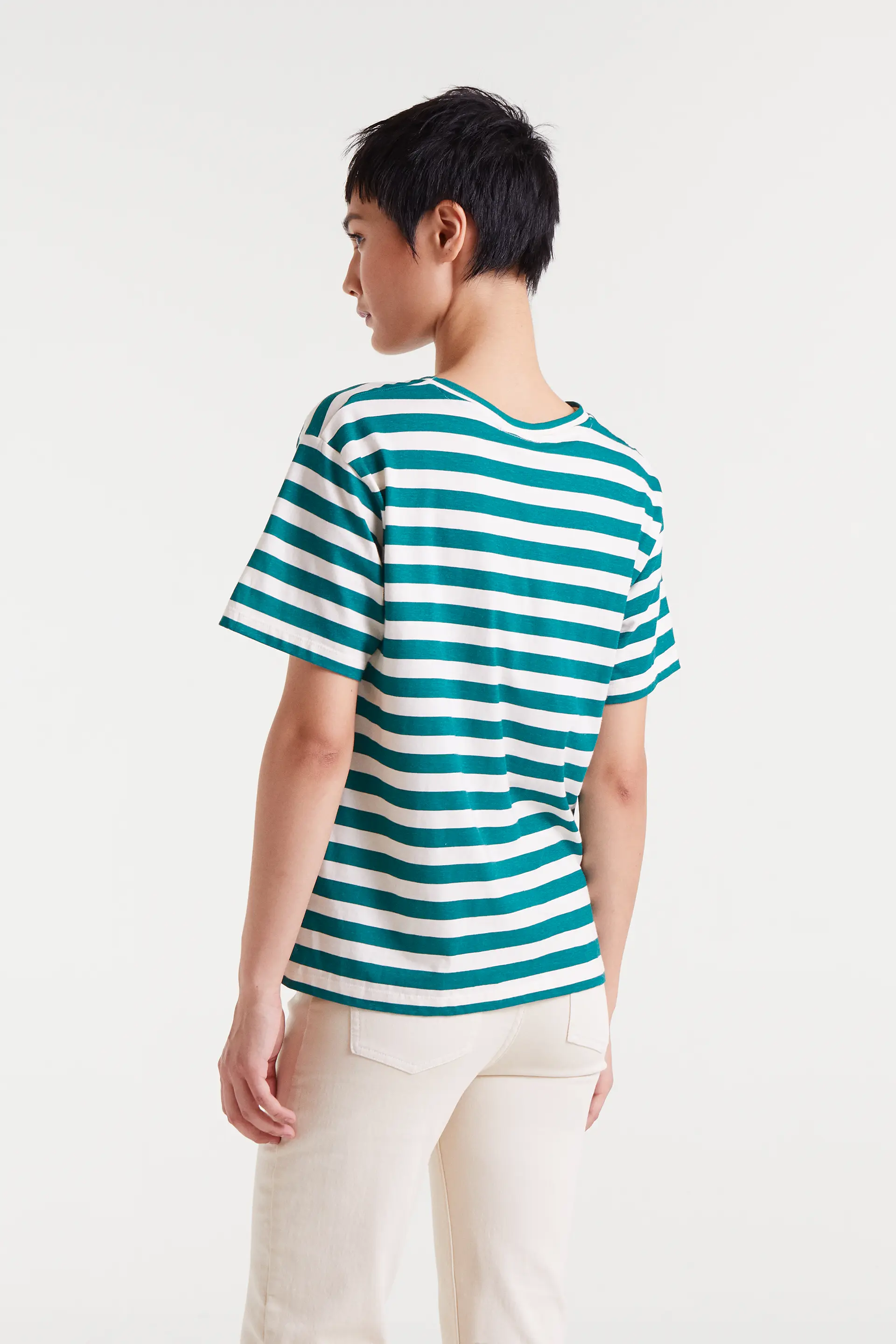 Camiseta de rayas 100% algodón con bordado estrella - Image 3