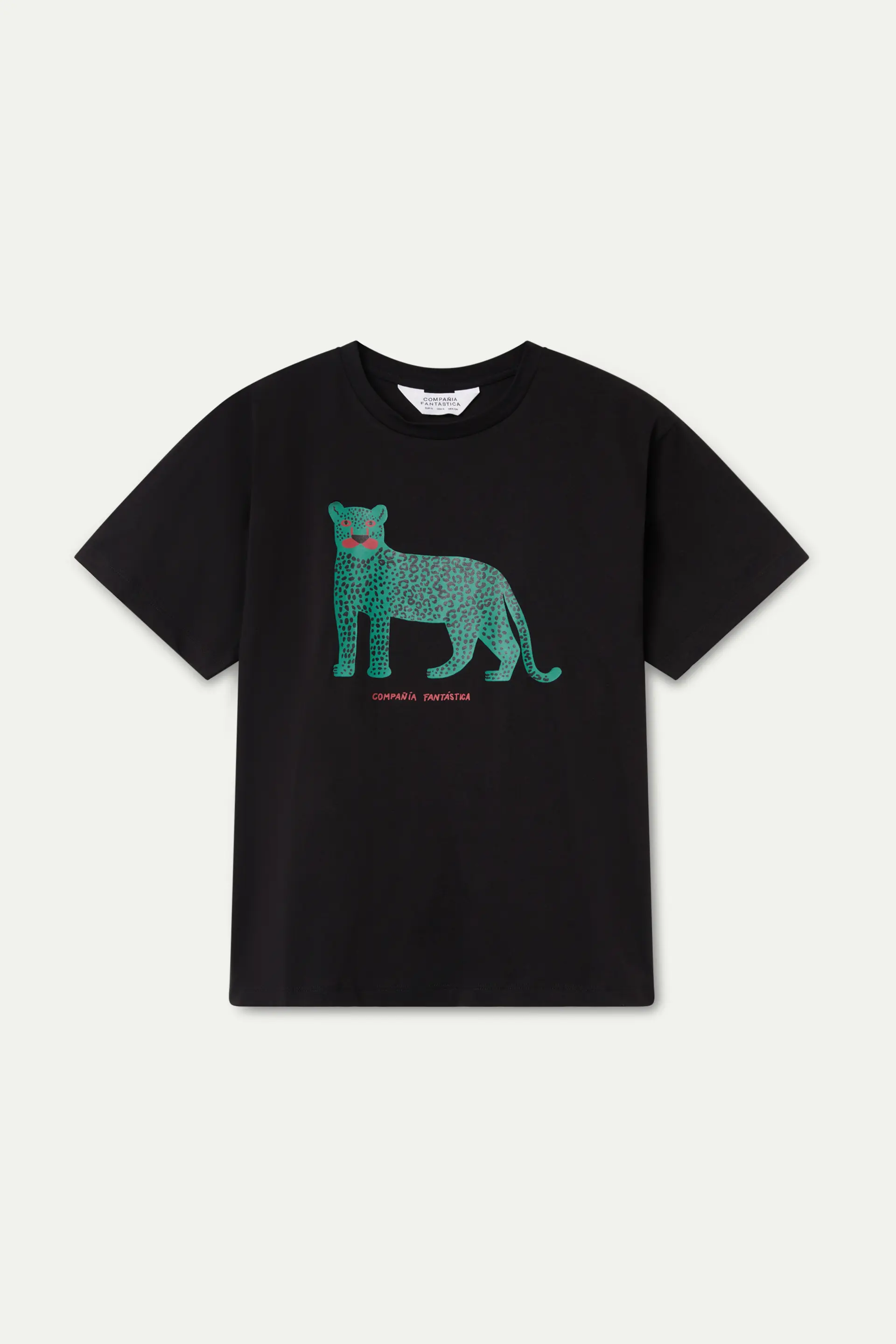 Camiseta negra 100% algodón con print de Leopardo - Image 2