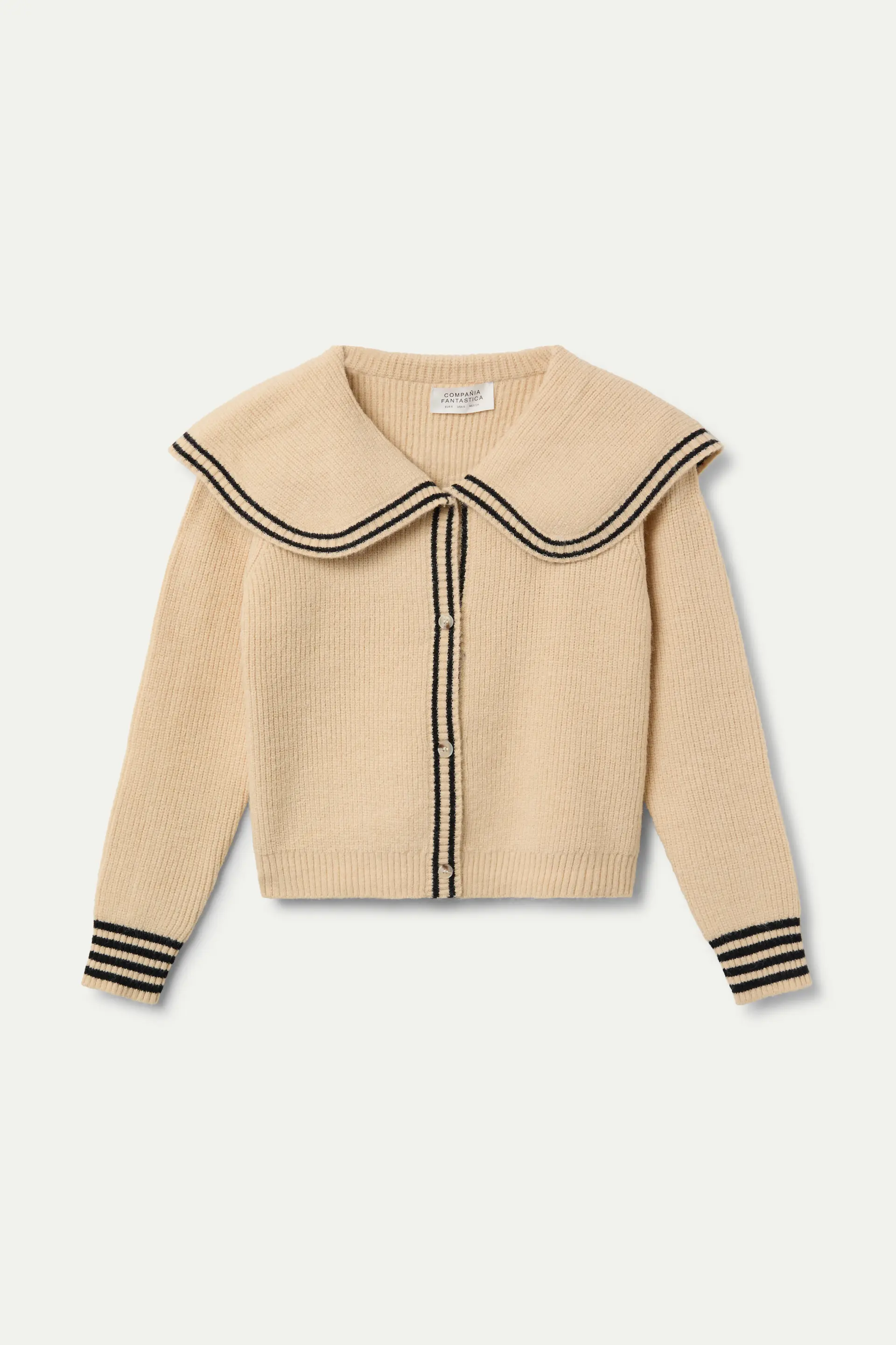 Cárdigan cuello marinero beige - Image 2