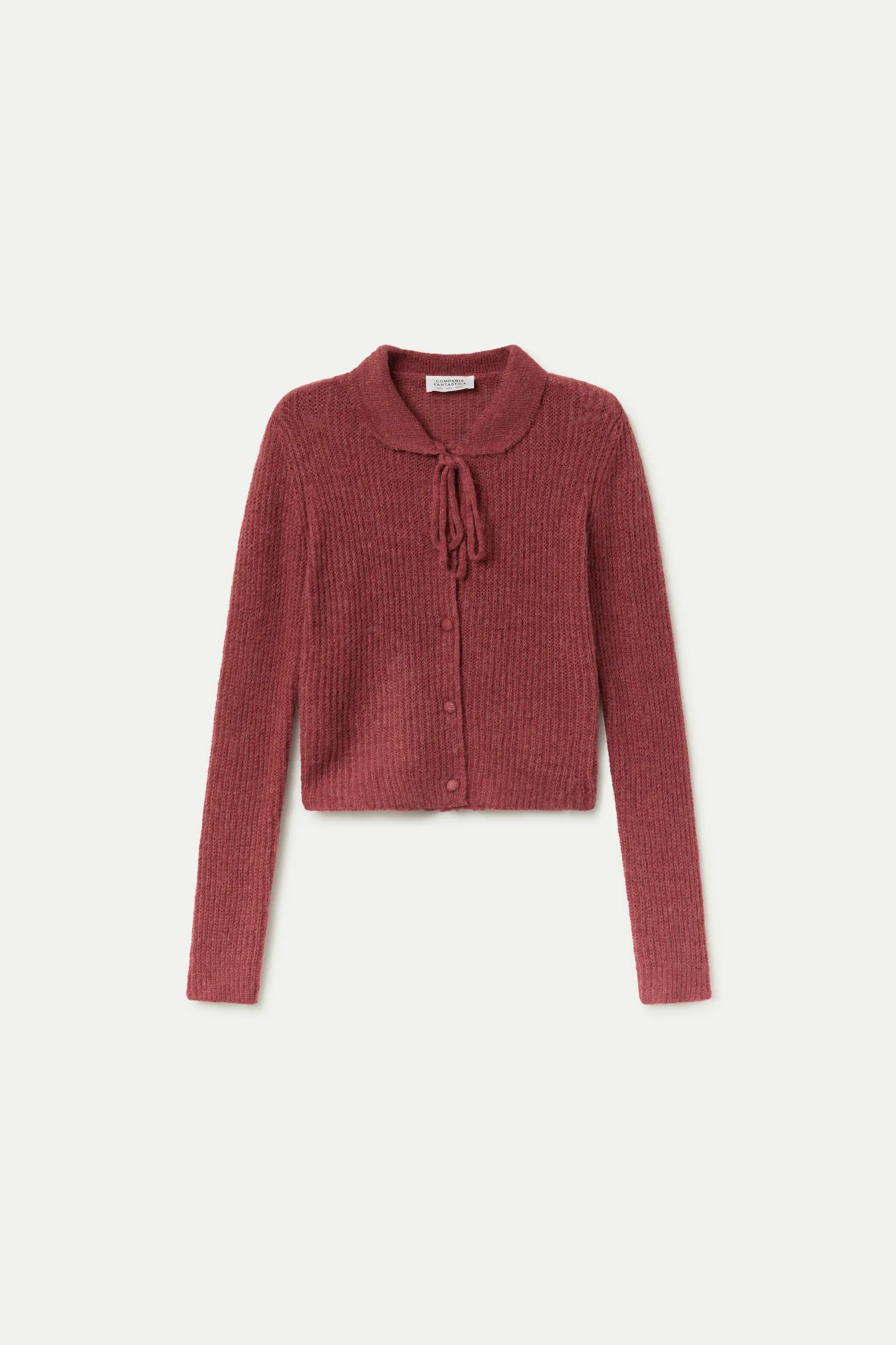 Cárdigan de punto con lazada óxido - Image 2