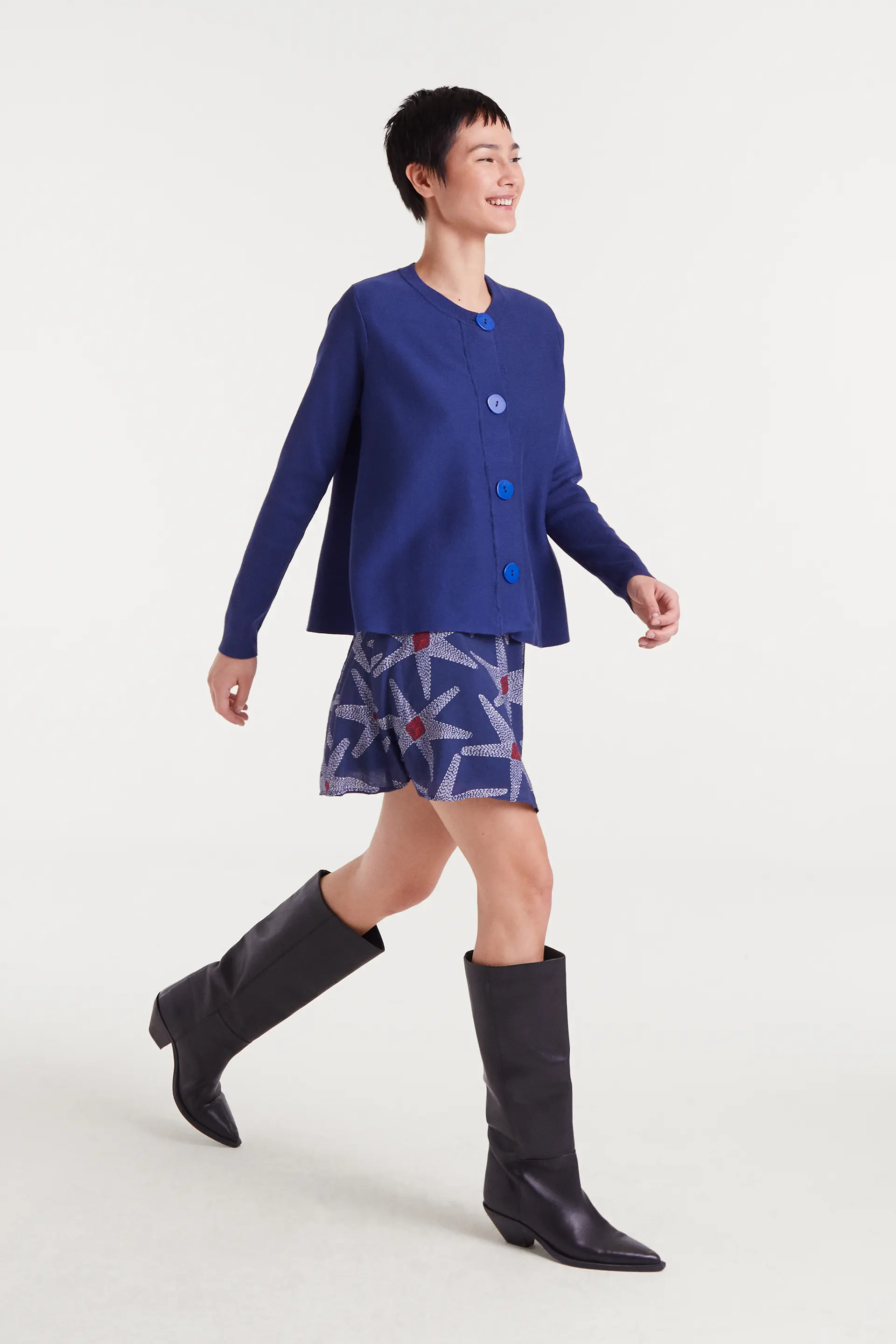 Cárdigan de punto evasé azul - Image 6