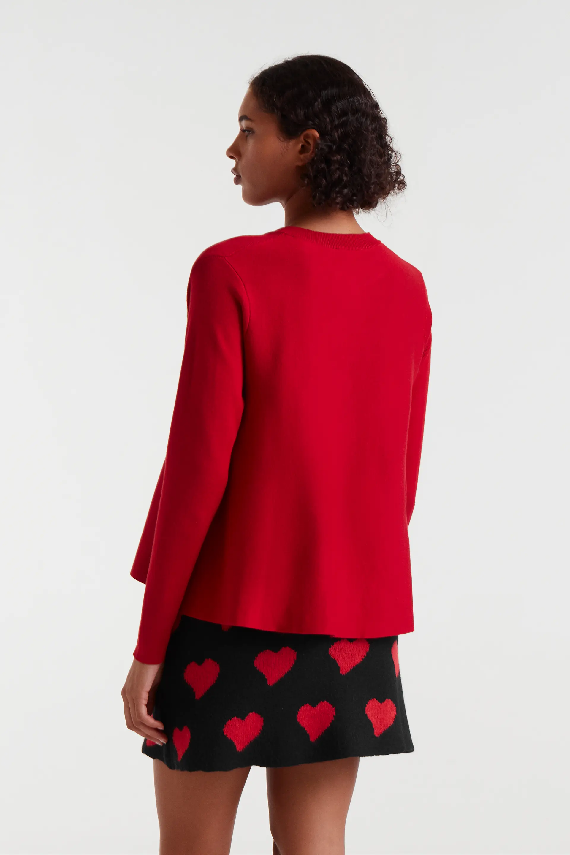 Cárdigan de punto evasé rojo - Image 3