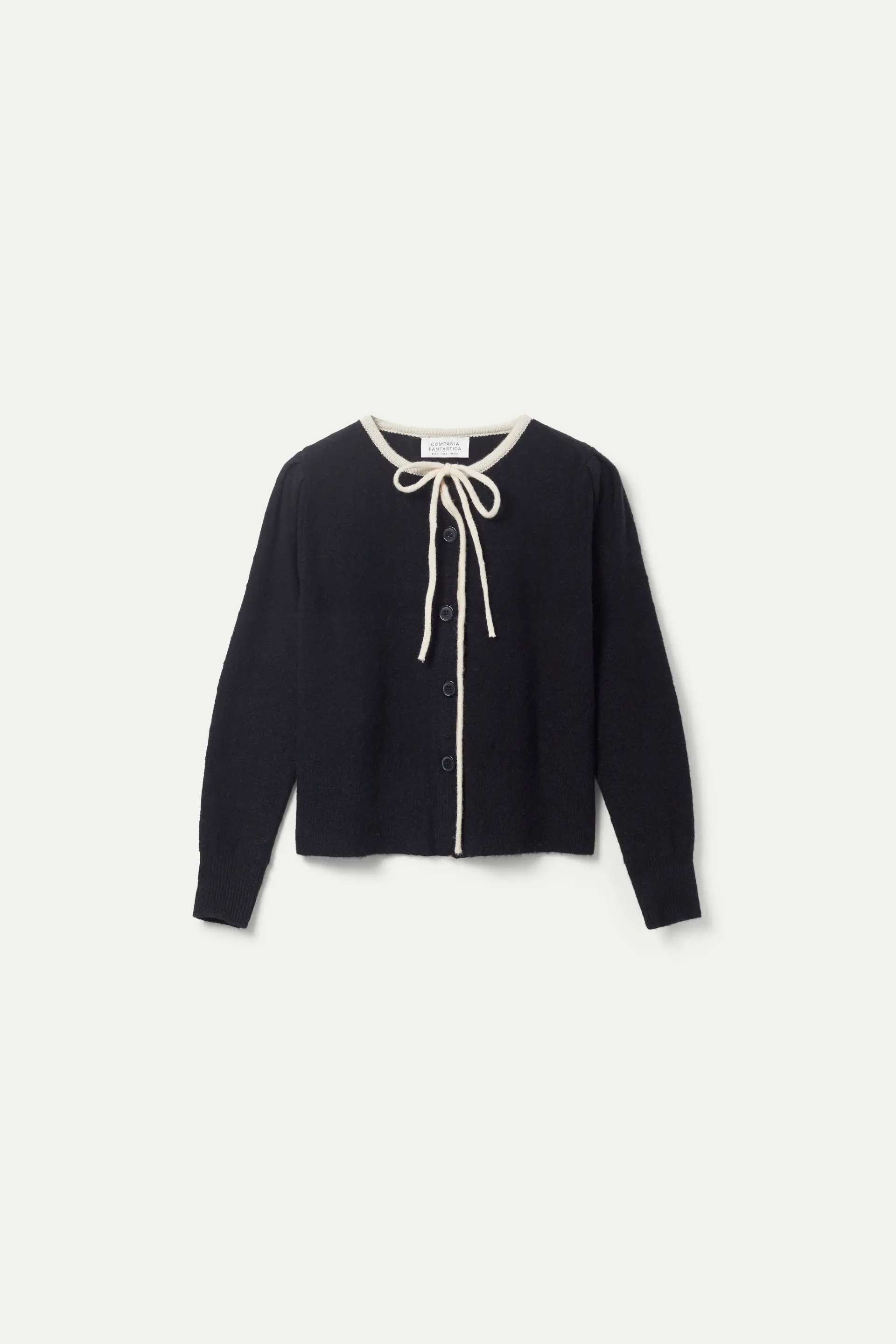 Cárdigan de punto lazada negro - Image 2