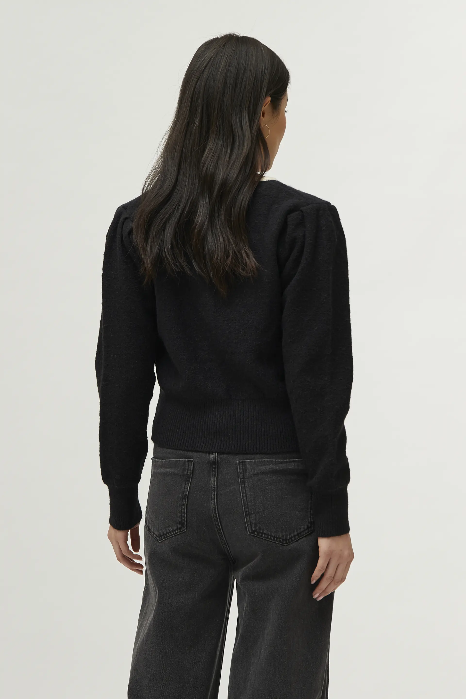 Cárdigan de punto lazada negro - Image 4