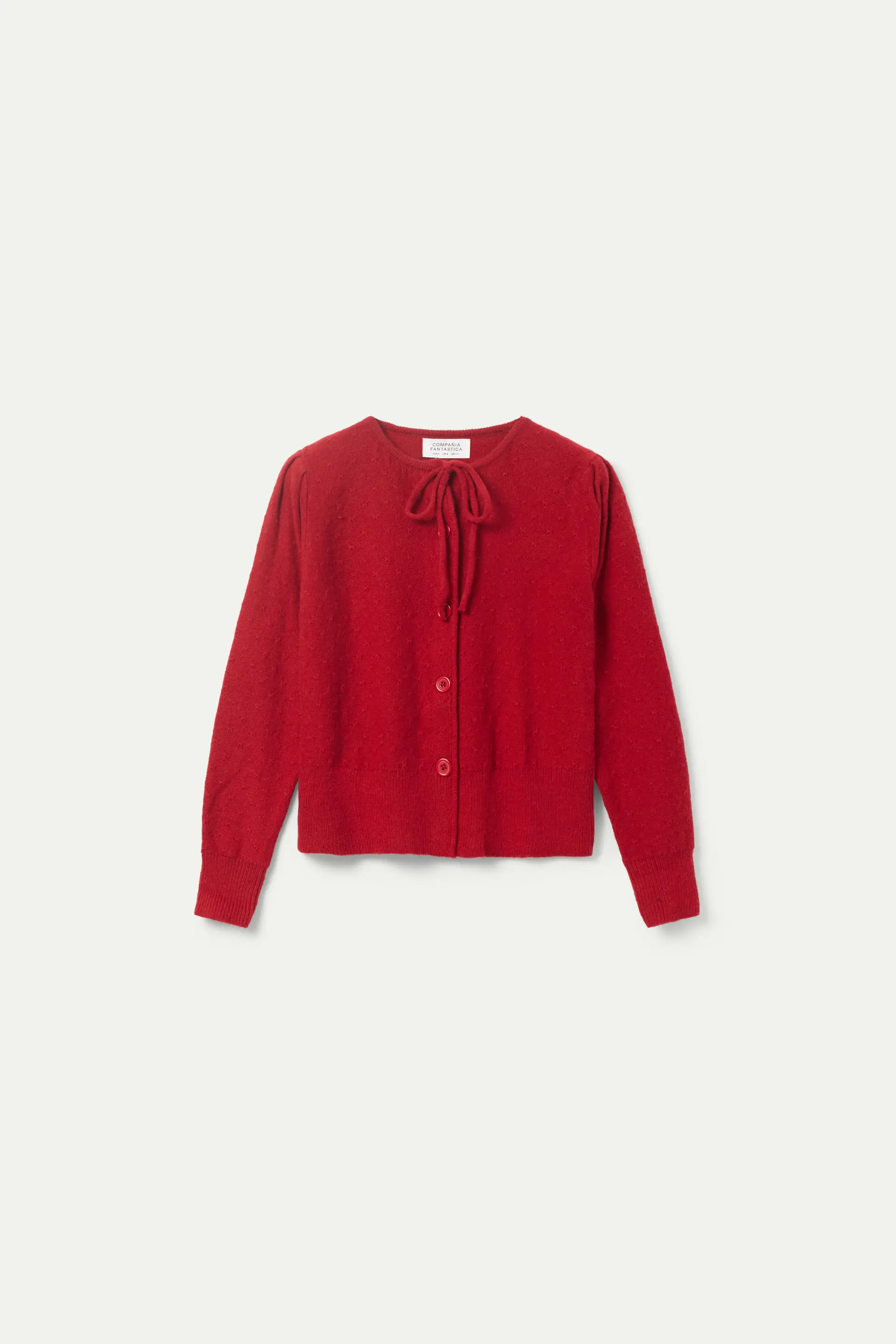 Cárdigan de punto lazada rojo - Image 2