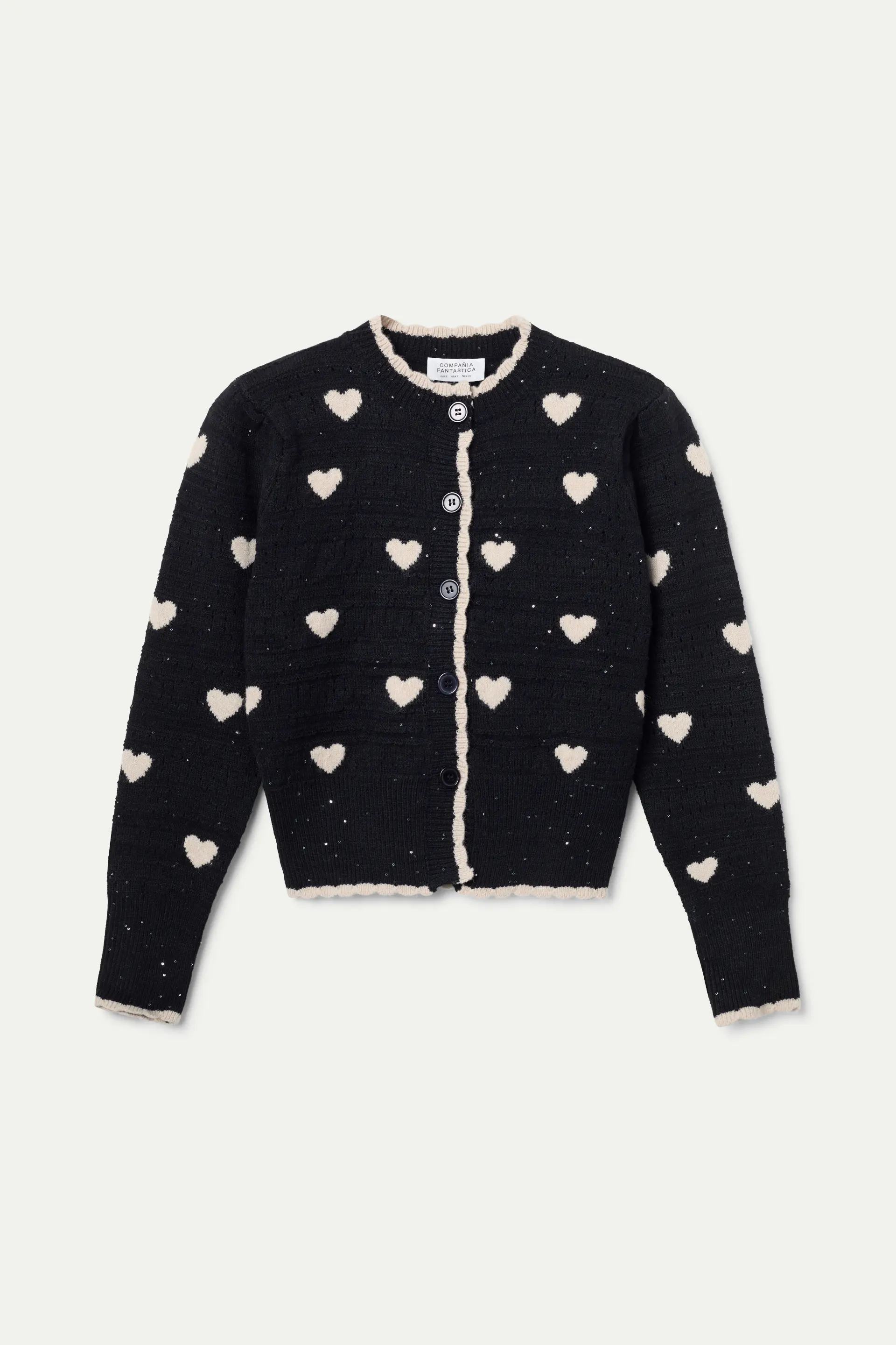 Cárdigan jacquard con estampado White Hearts - Image 2
