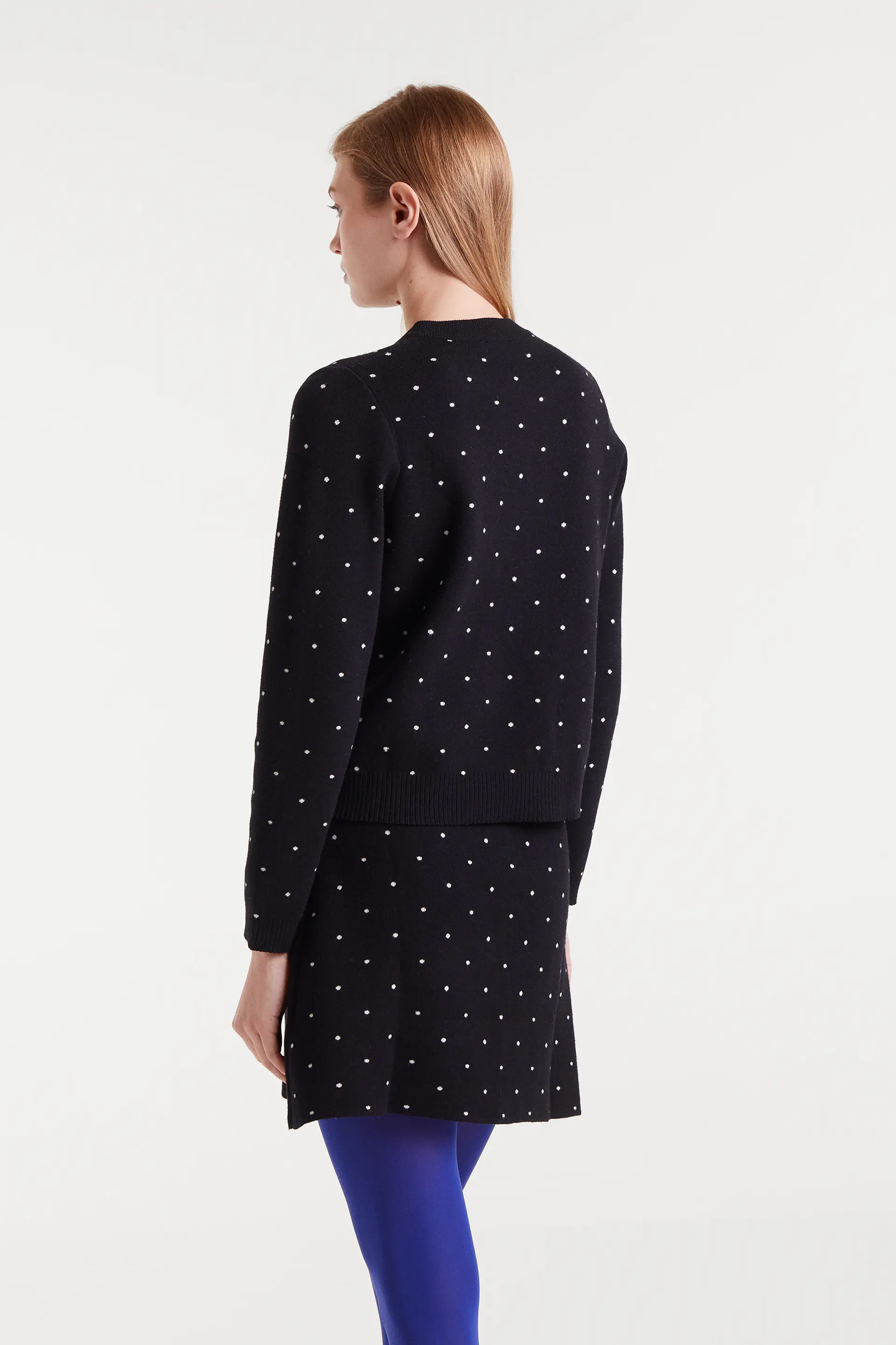 Cárdigan jacquard con mini puntos blanco - Image 3