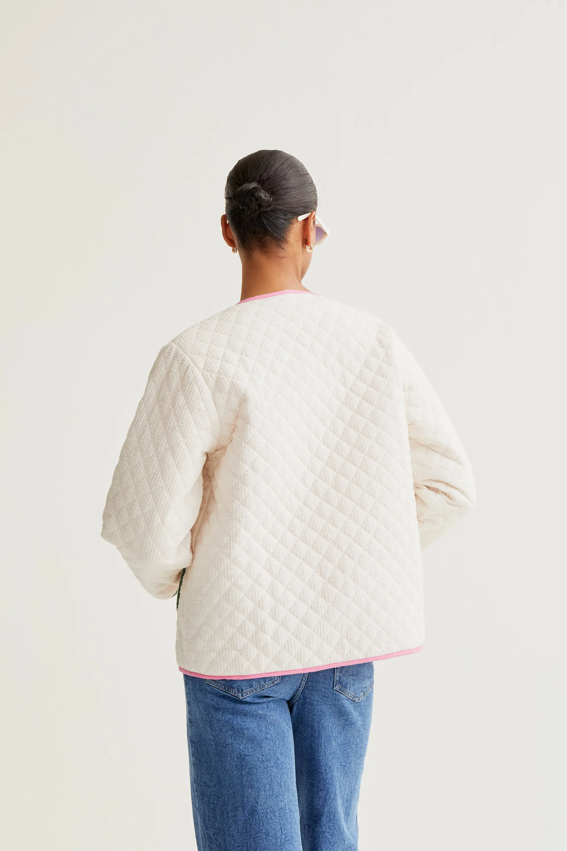 Chaqueta 100% algodón blanco roto - Image 2