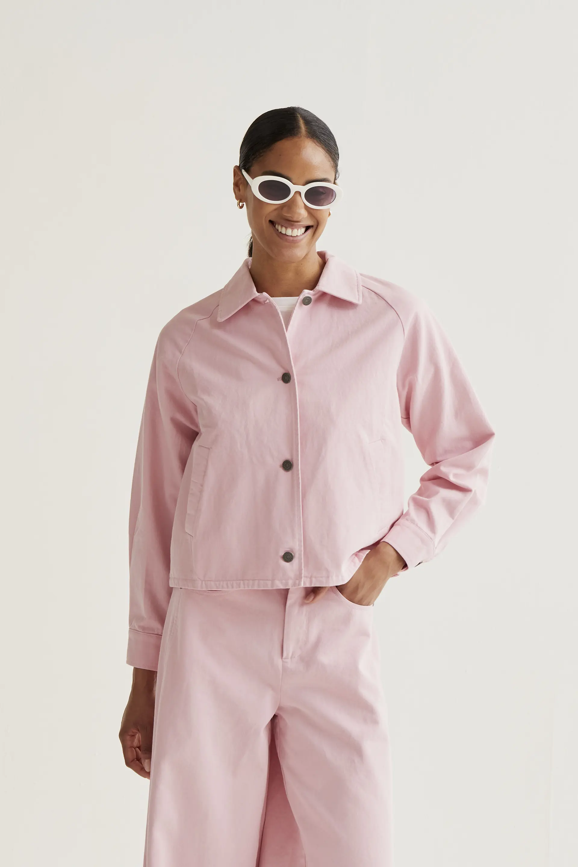 Chaqueta 100% algodón rosa