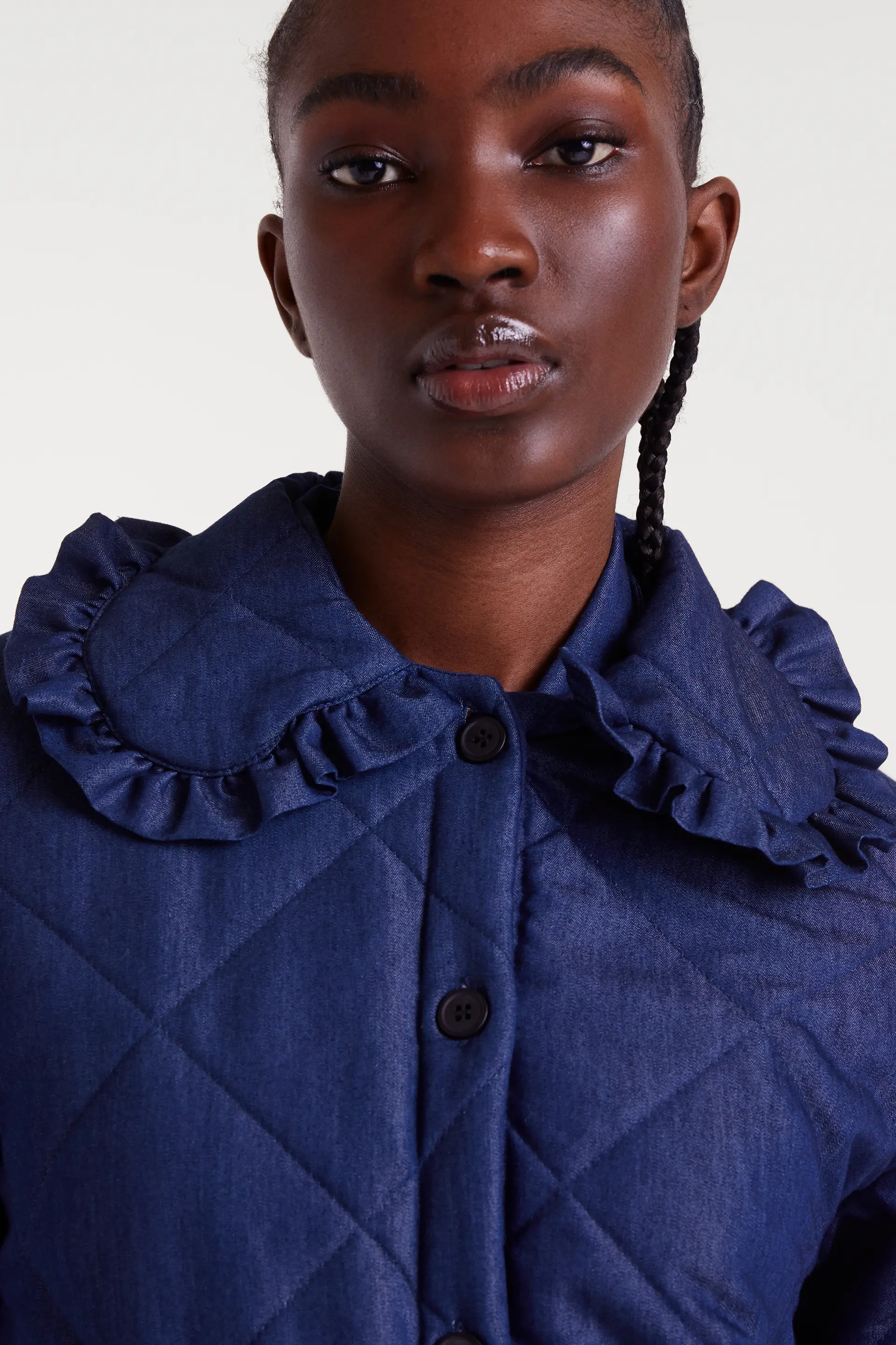 Chaqueta cuello solapa chambray azul - Image 4