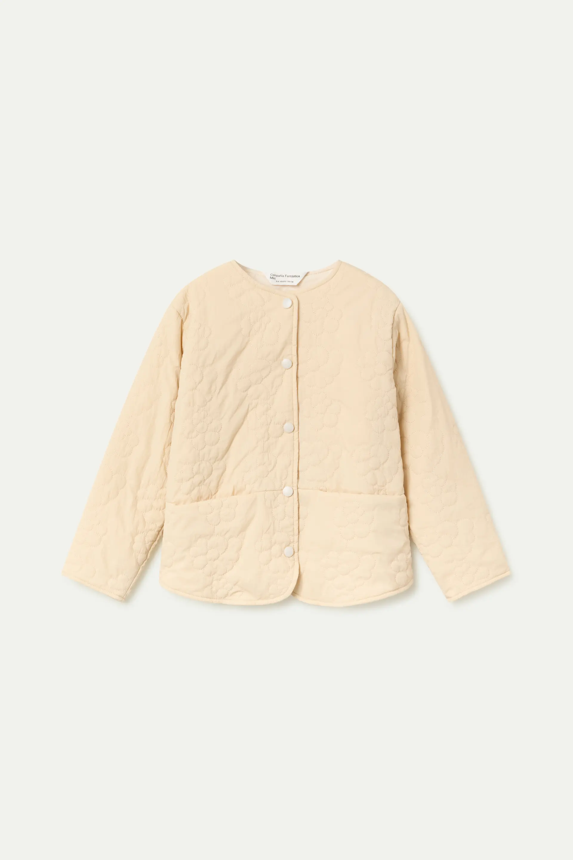 Chaqueta de niña acolchada con bolsillos en color beige - Image 2
