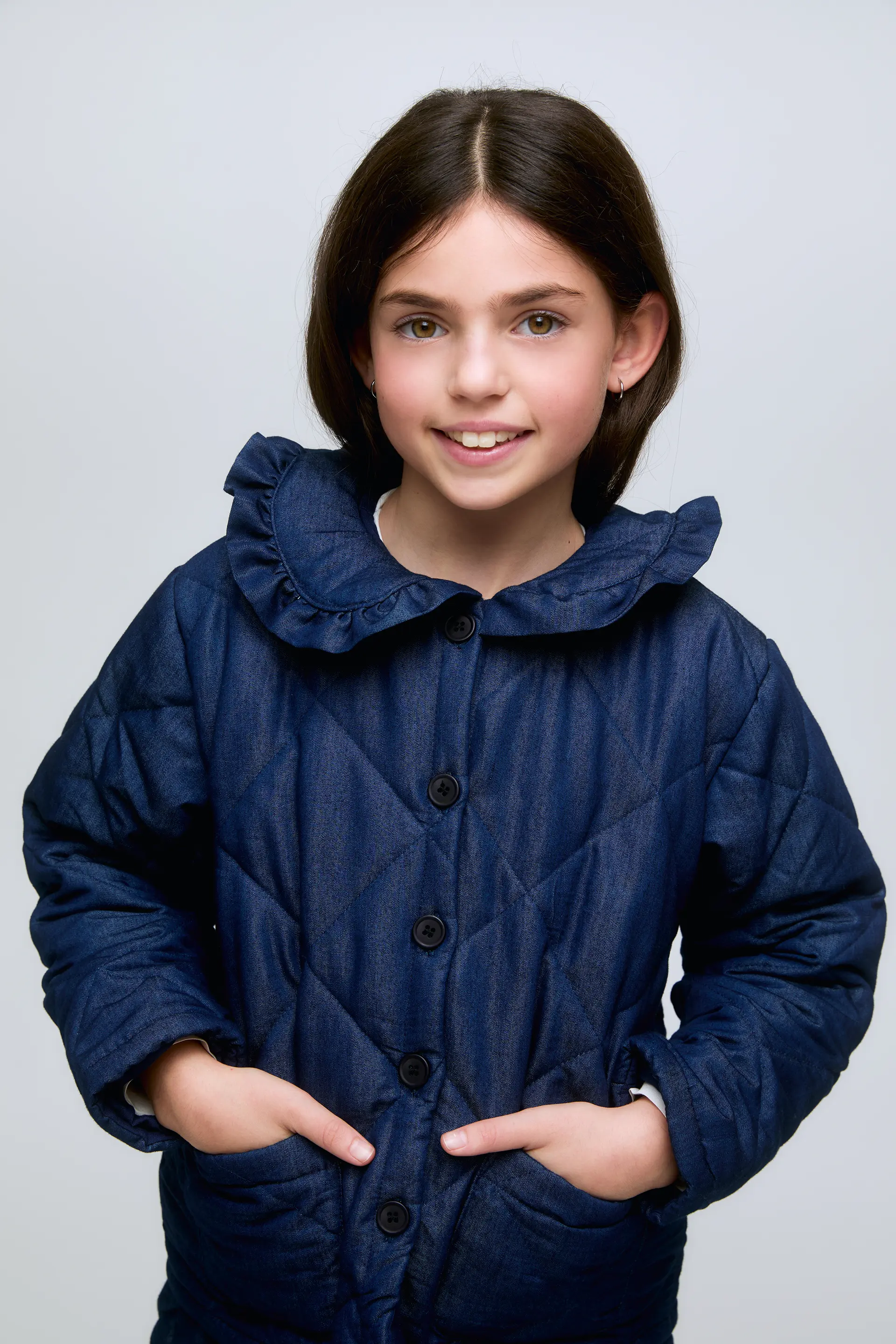 Chaqueta de niña acolchada denim azul - Image 4