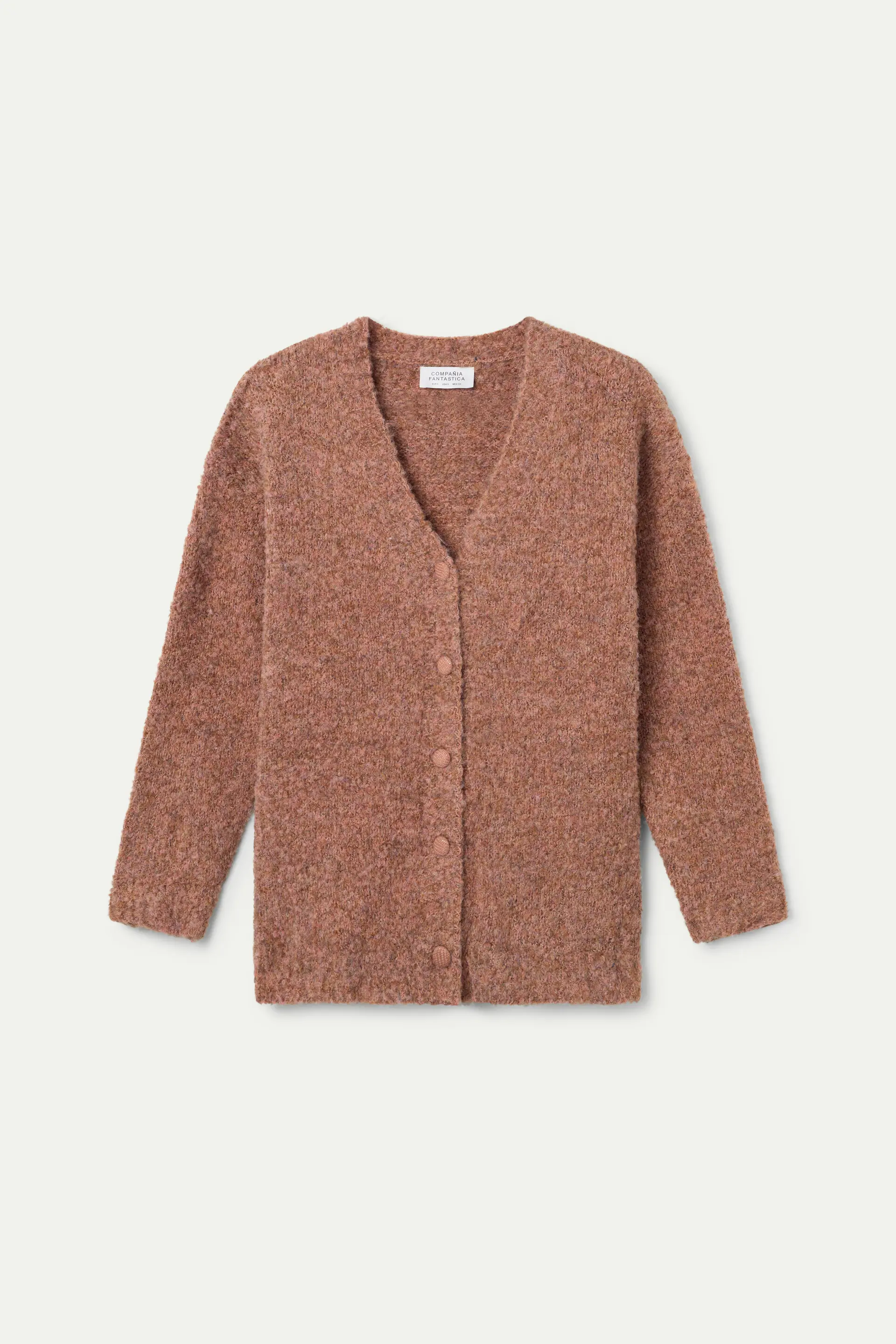 Chaqueta larga con textura camel - Image 2