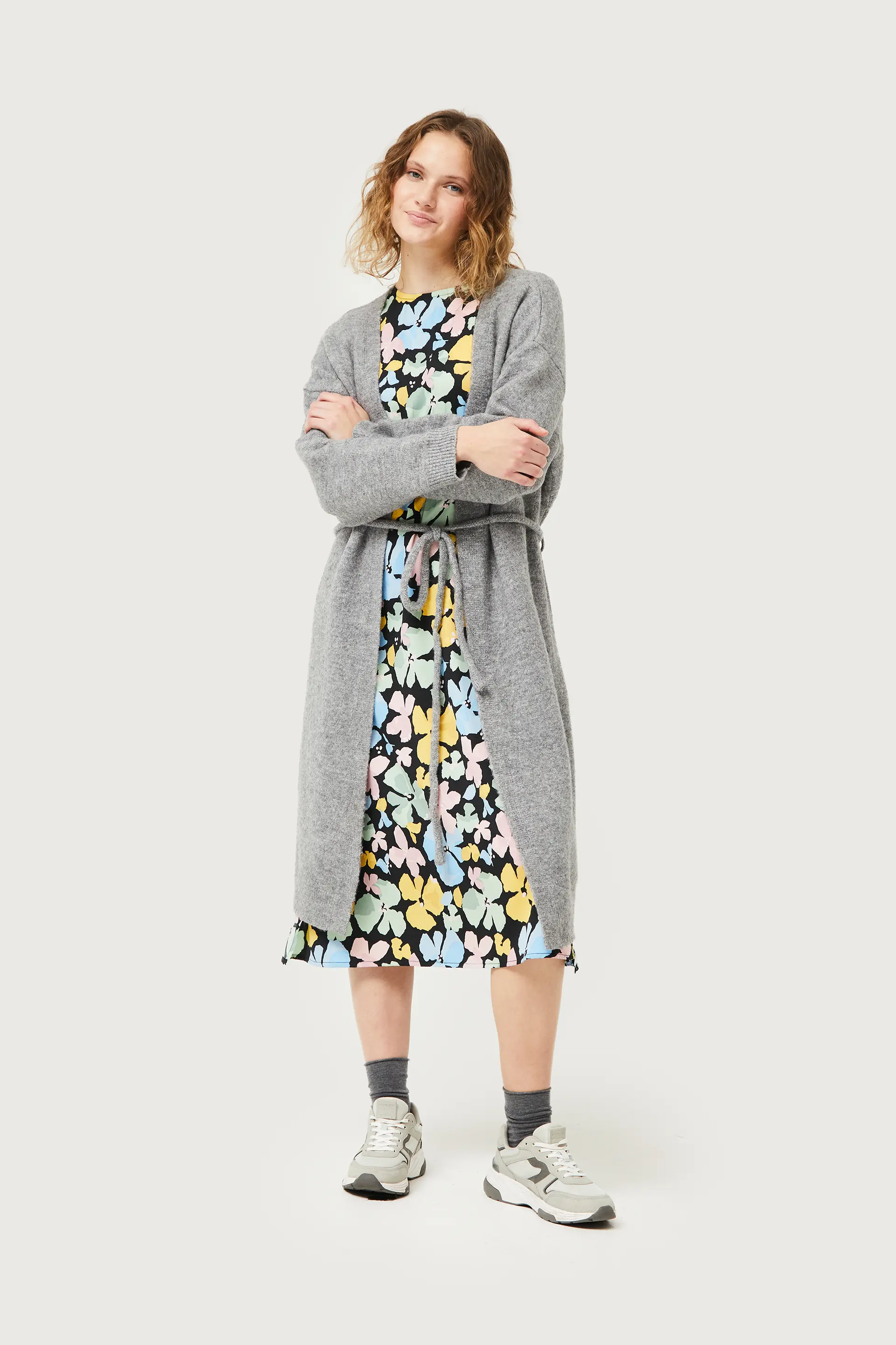 Chaqueta midi de punto gris - Image 4