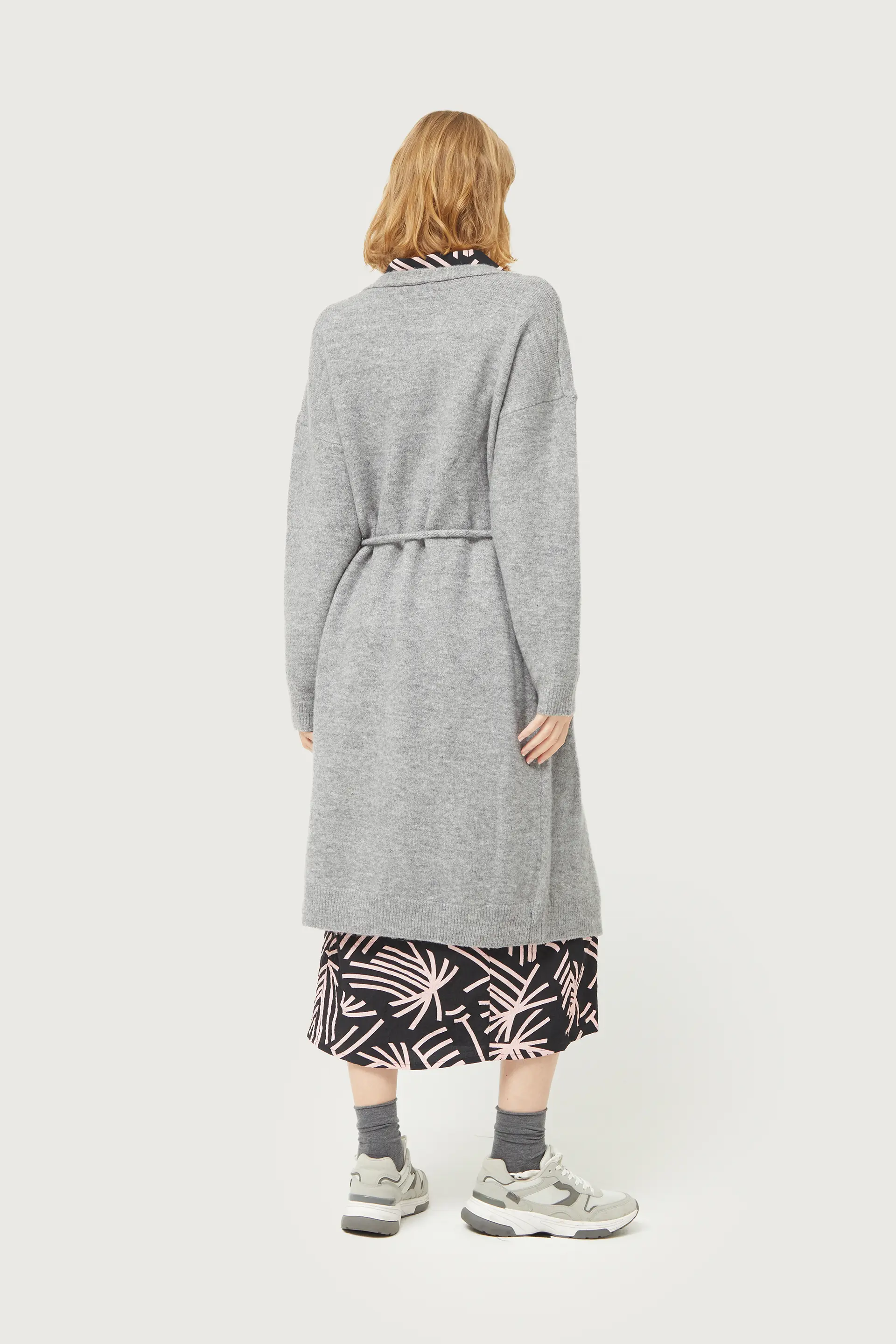 Chaqueta midi de punto gris - Image 6
