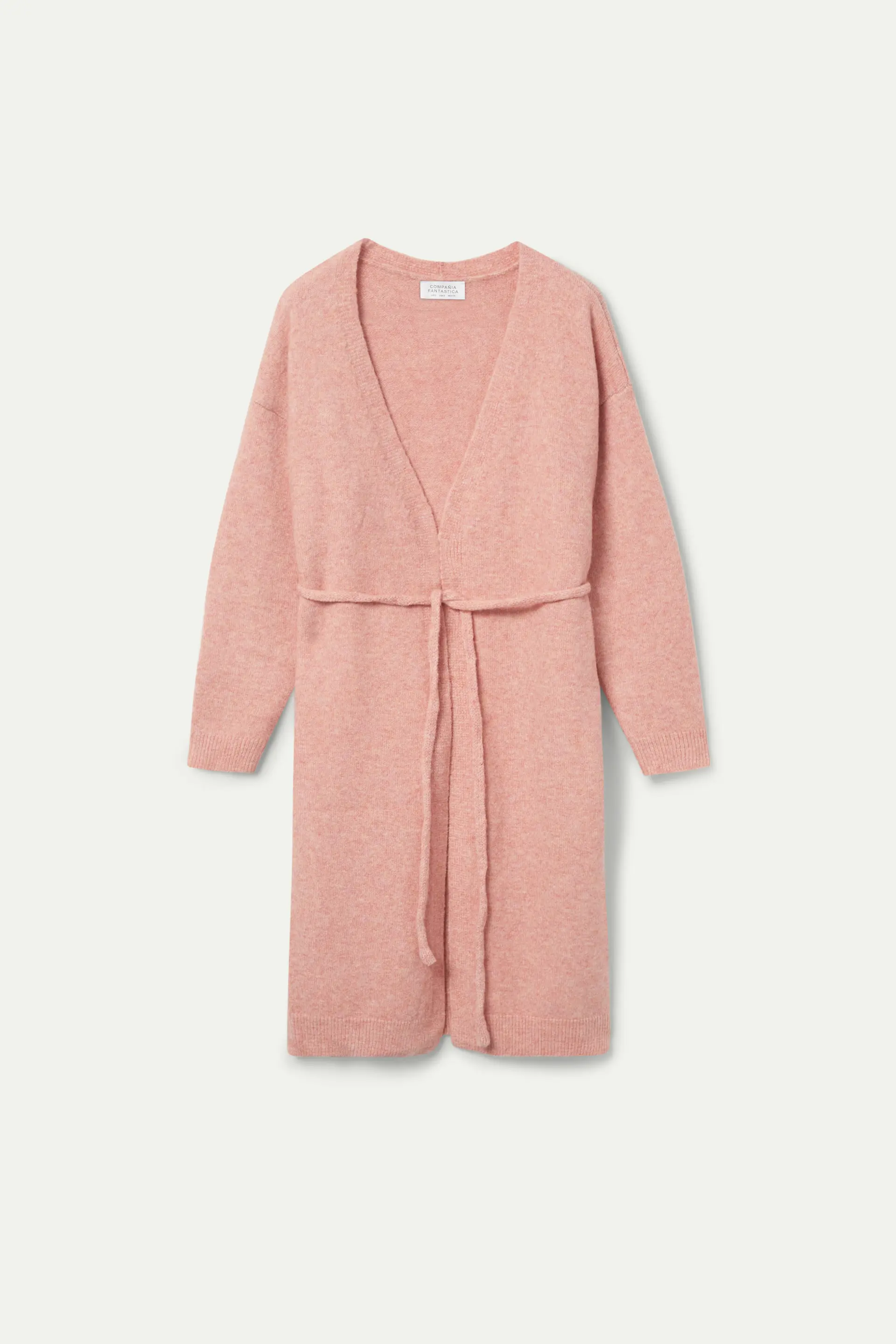 Chaqueta midi de punto rosa - Image 2