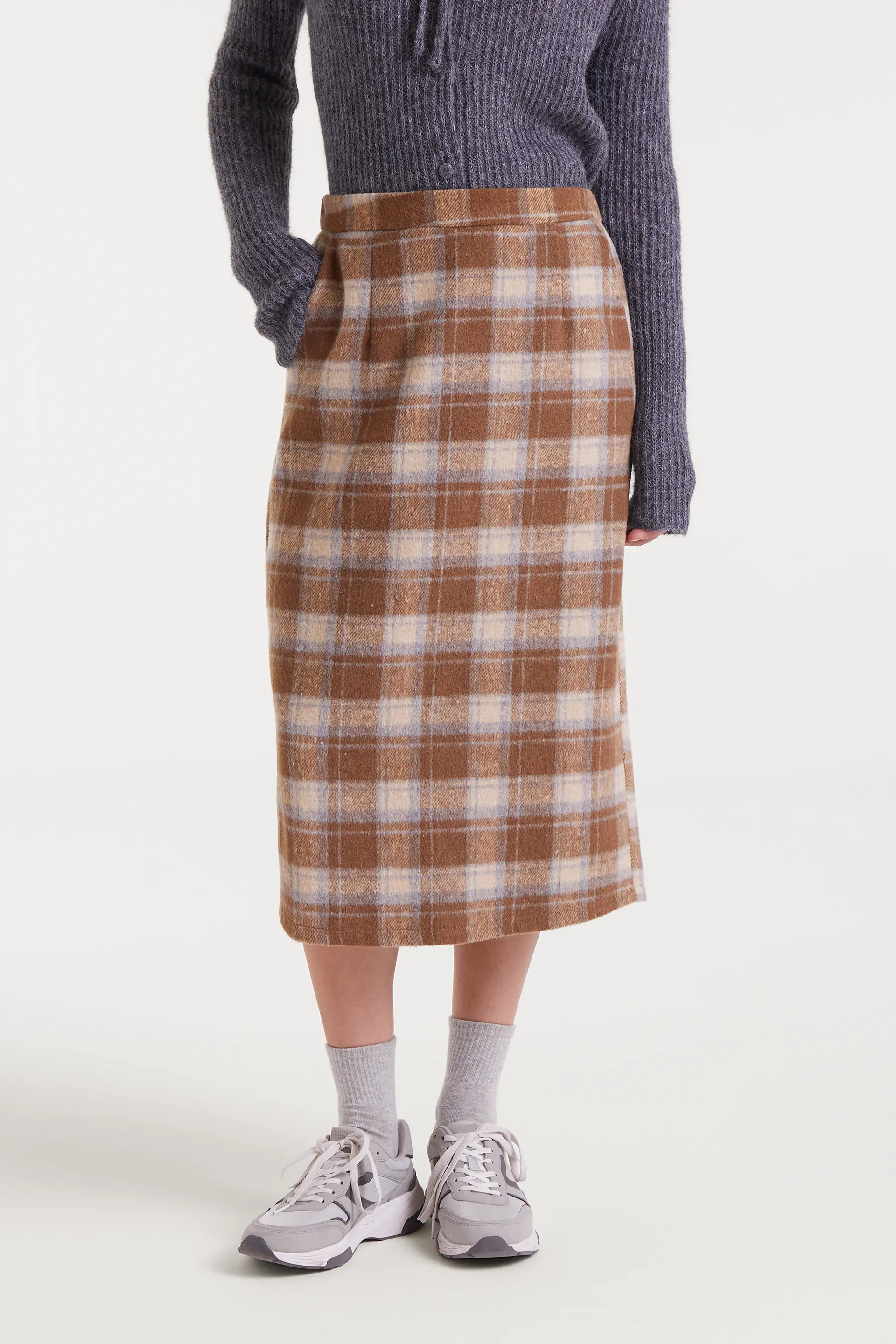 Falda con estampado Beige Checks