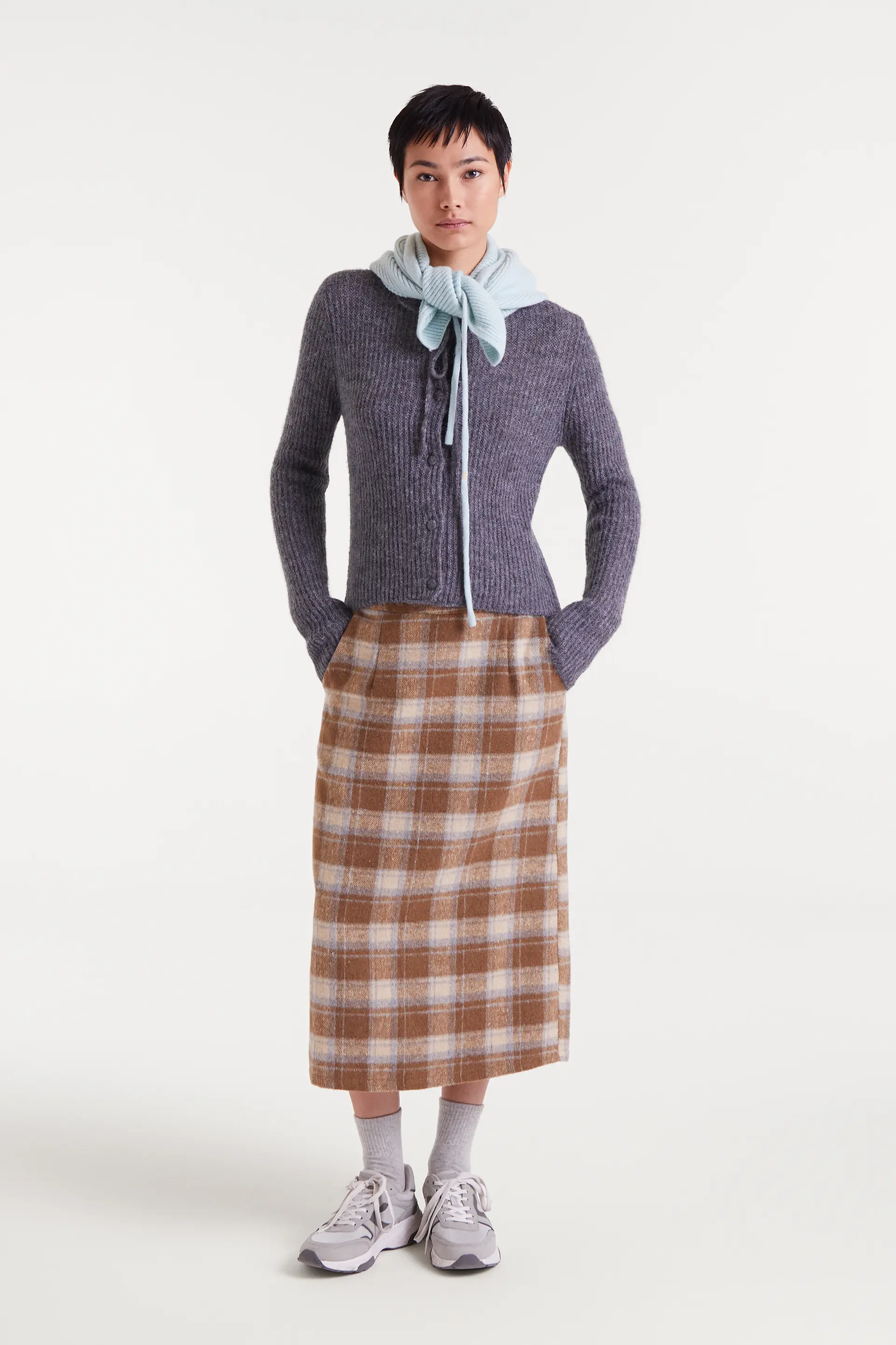 Falda con estampado Beige Checks - Image 5