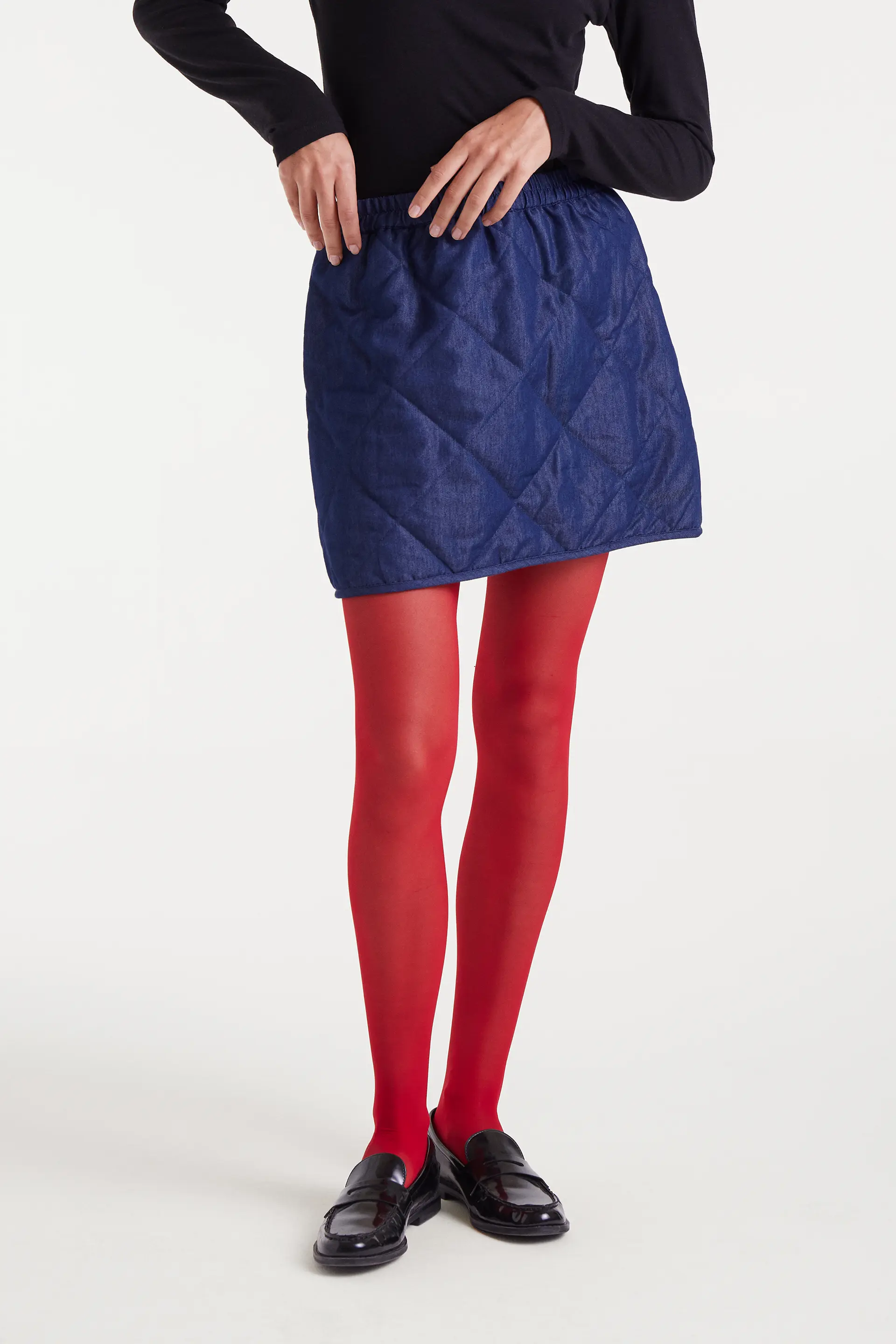 Falda corta 100% algodón chambray azul