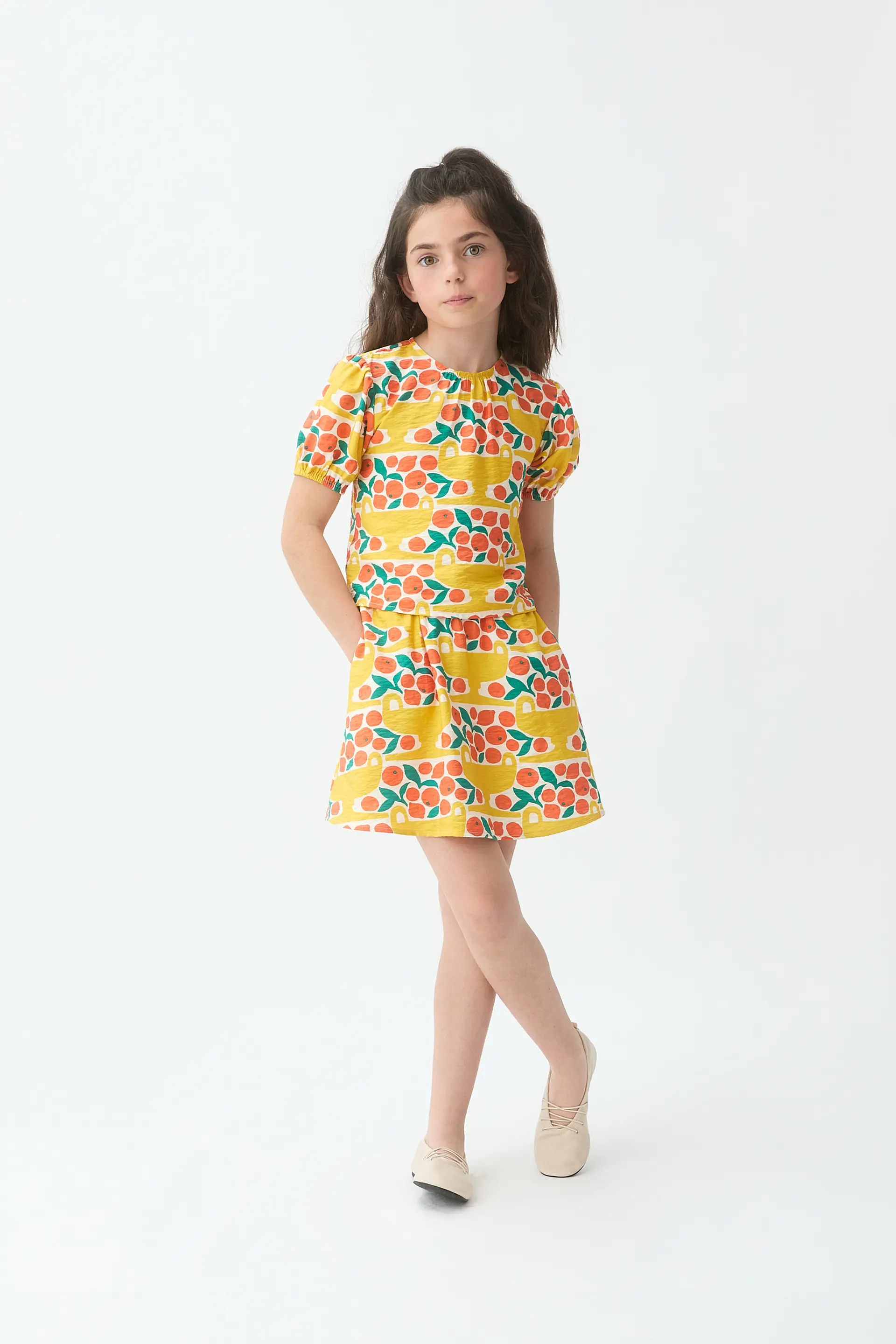 Falda corta de niña con estampado Citrus