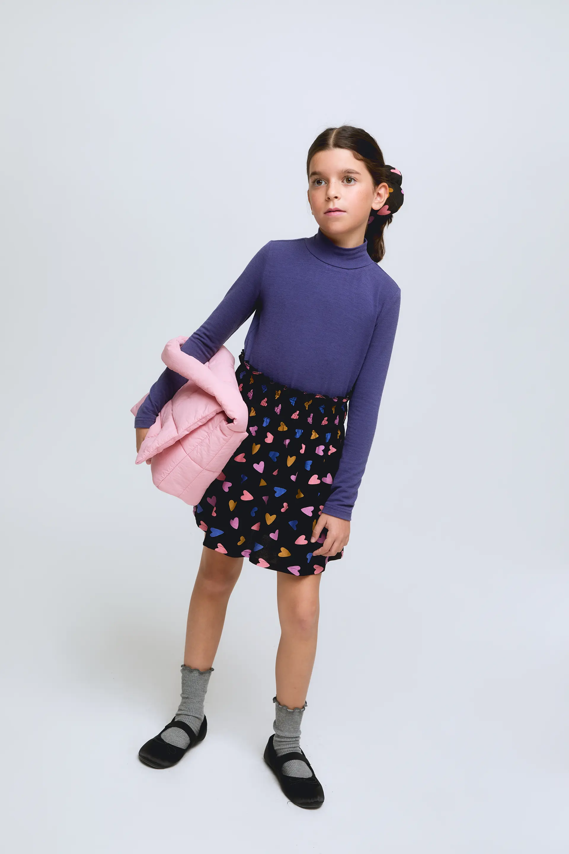 Falda corta de niña con estampado de corazones Potpourri - Image 4