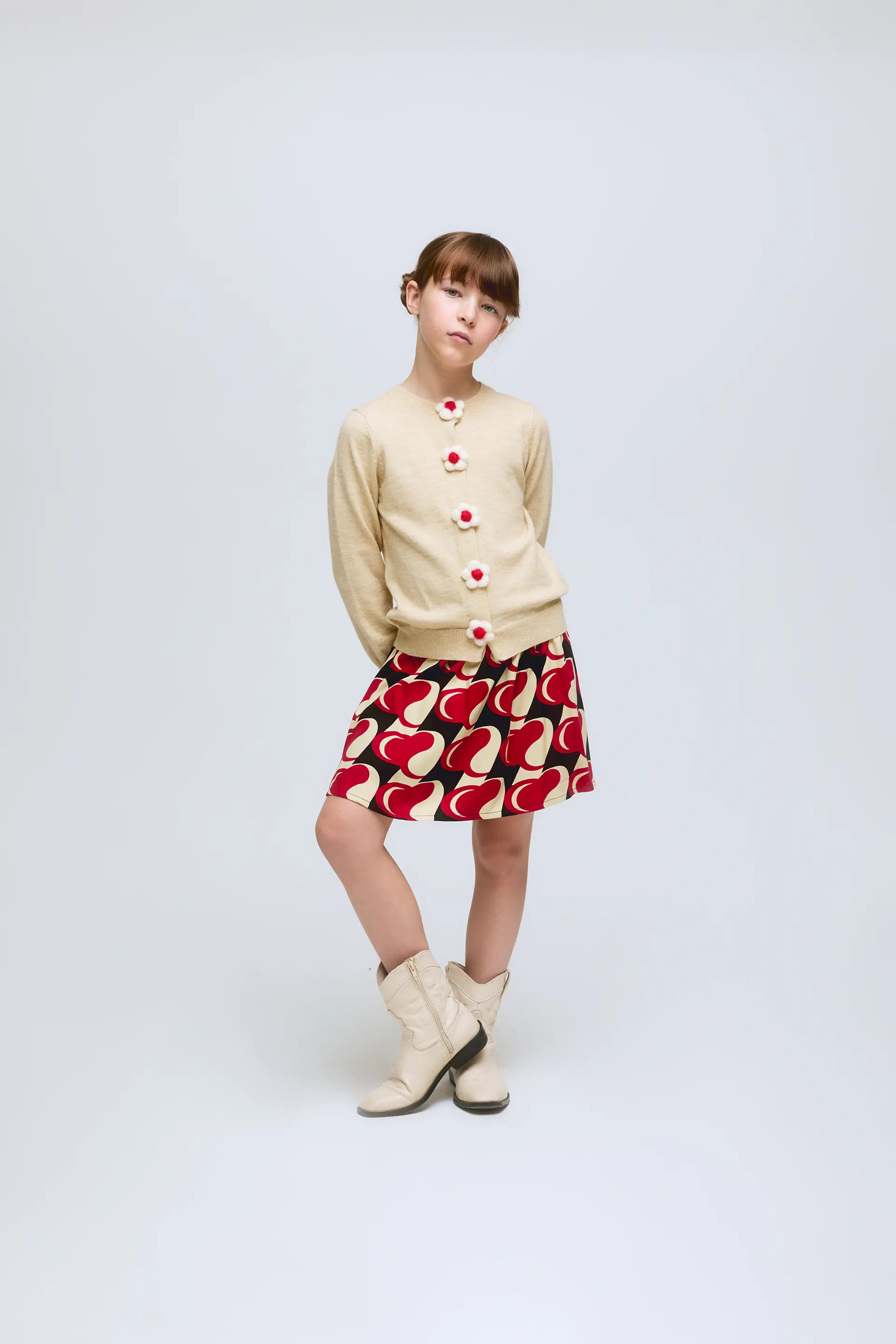 Falda corta de niña con estampado Heart Attack