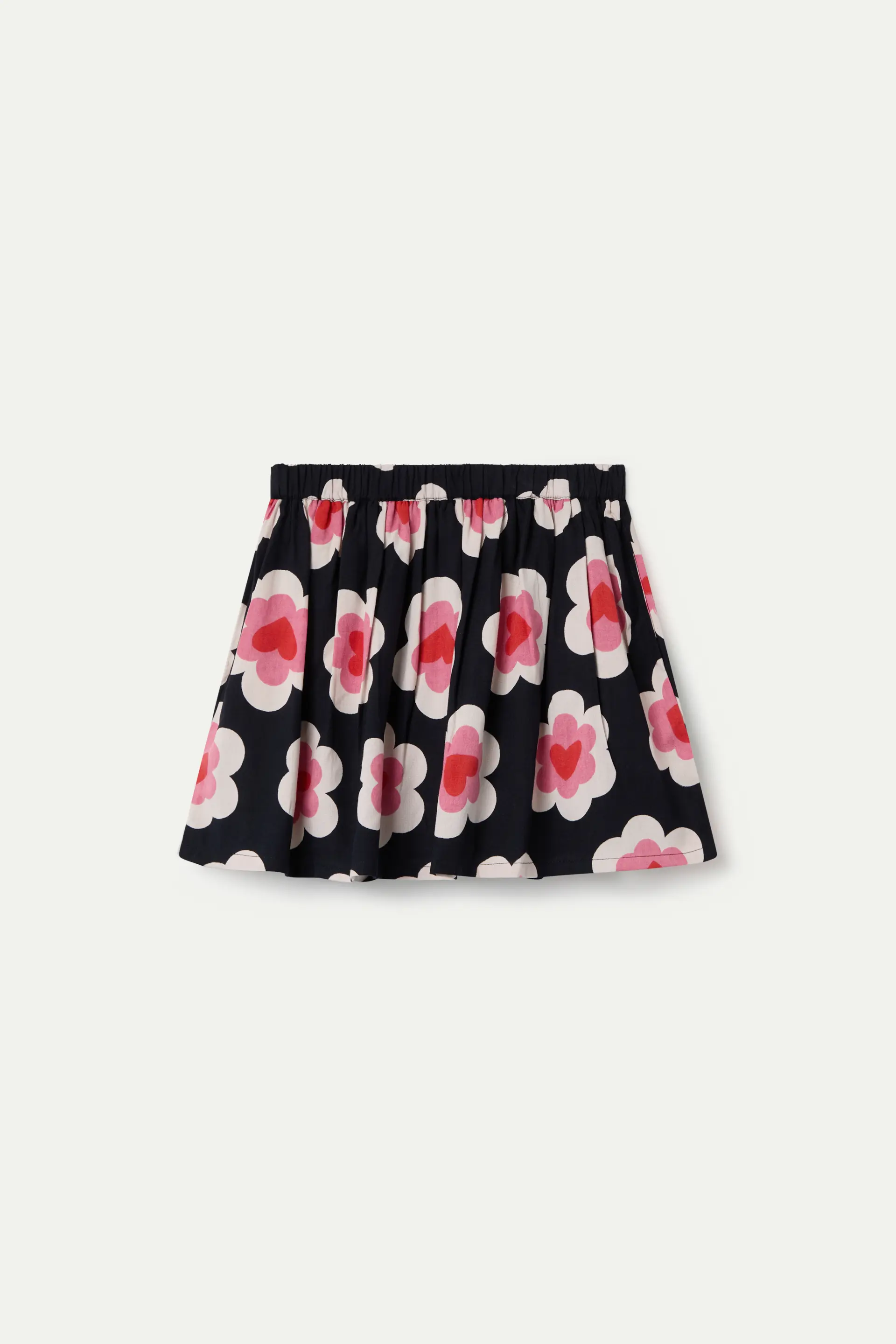 Falda corta de niña con estampado Sweetheart y cintura elástica fruncida. - Image 2