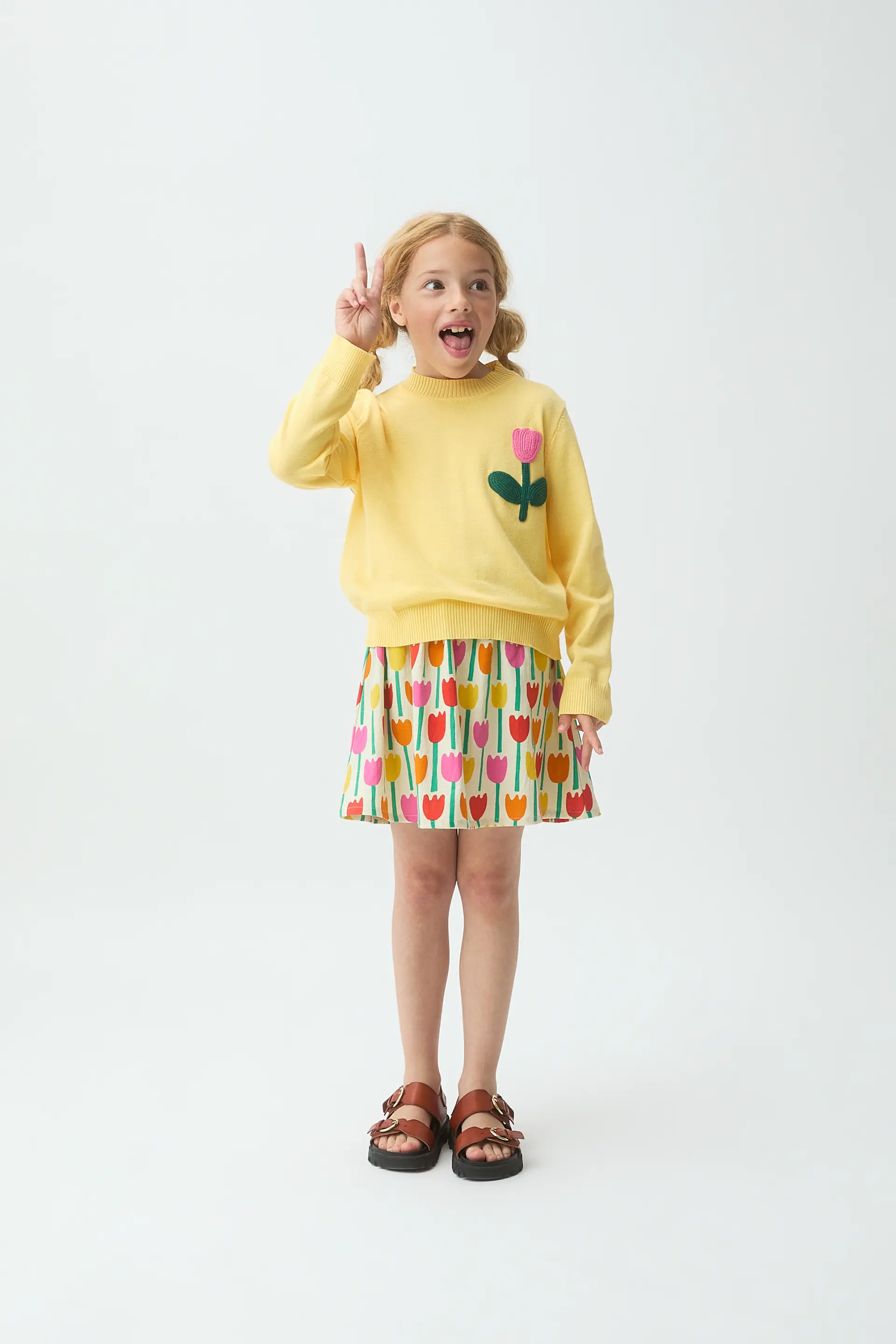 Falda corta de niña con estampado Tulipa