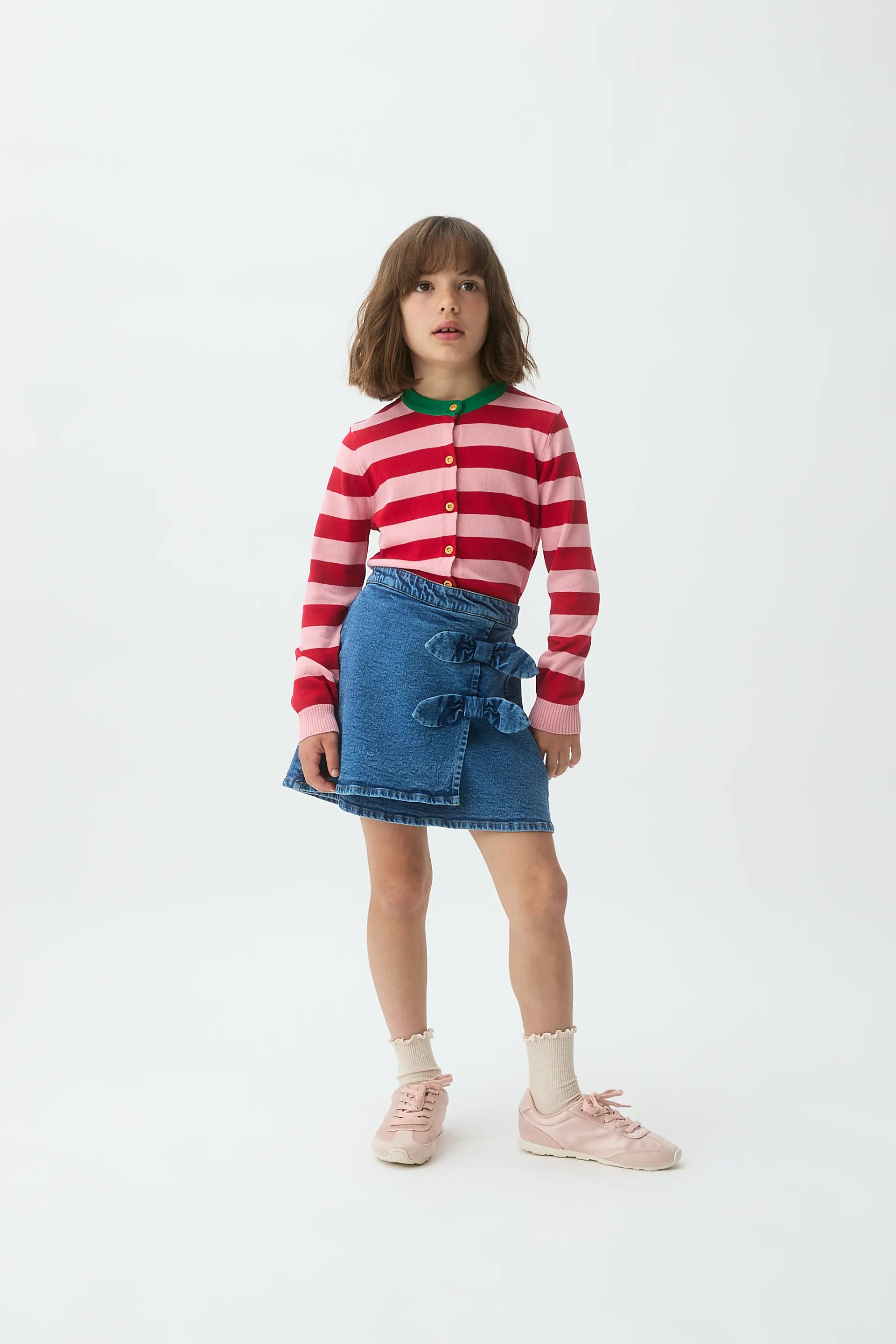 Falda corta de niña denim azul
