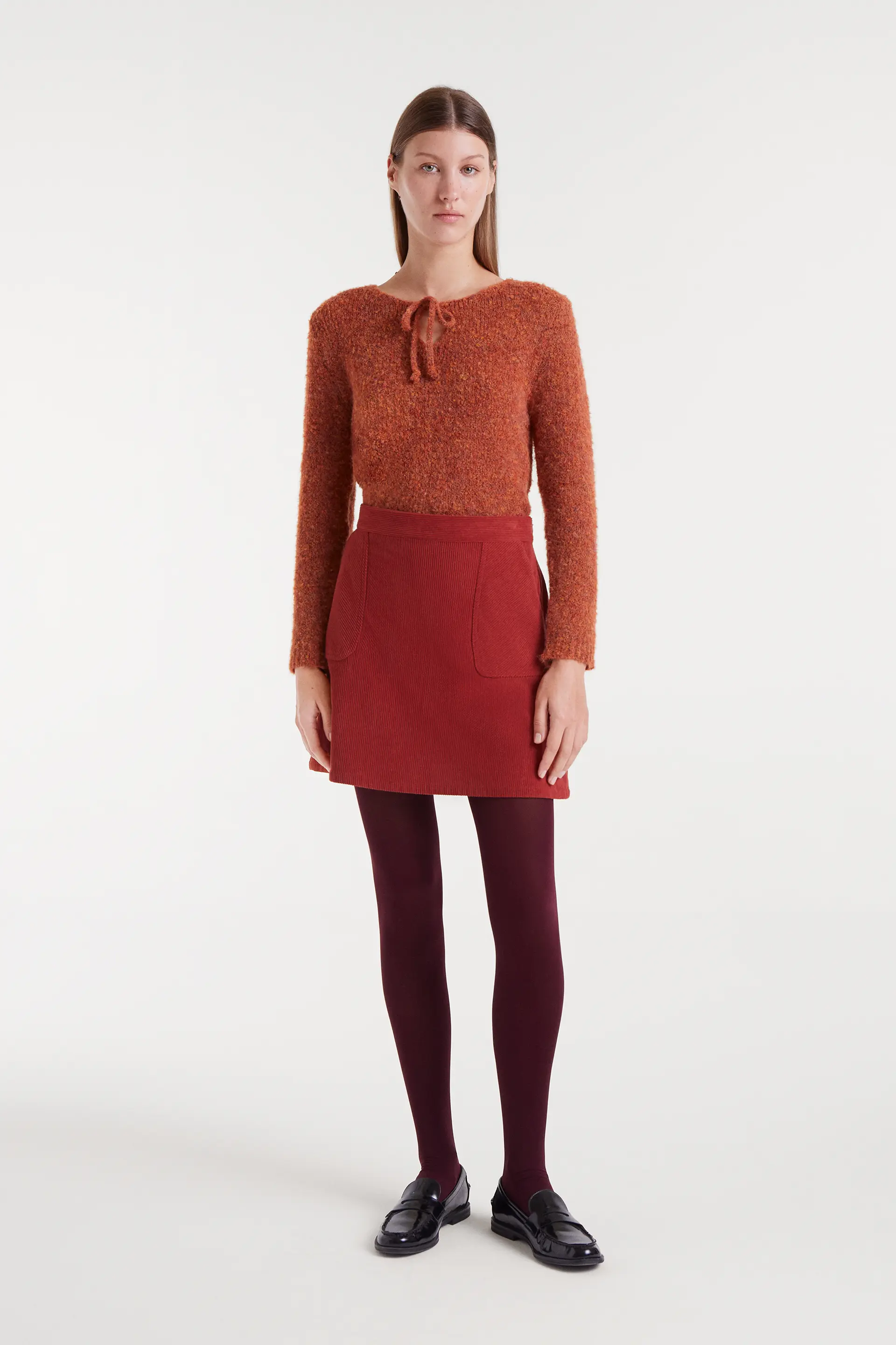 Falda corta de pana marrón - Image 5