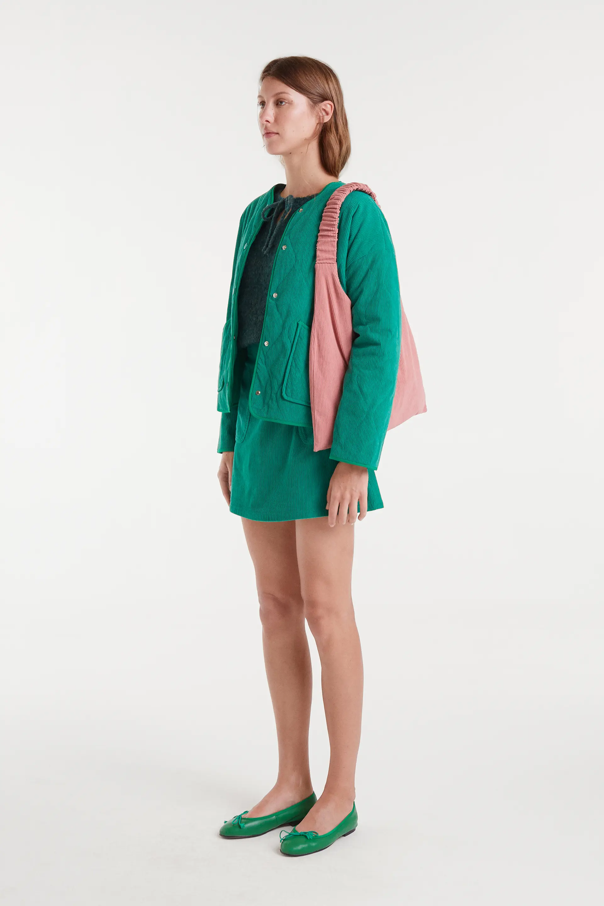 Falda corta de pana verde - Image 6